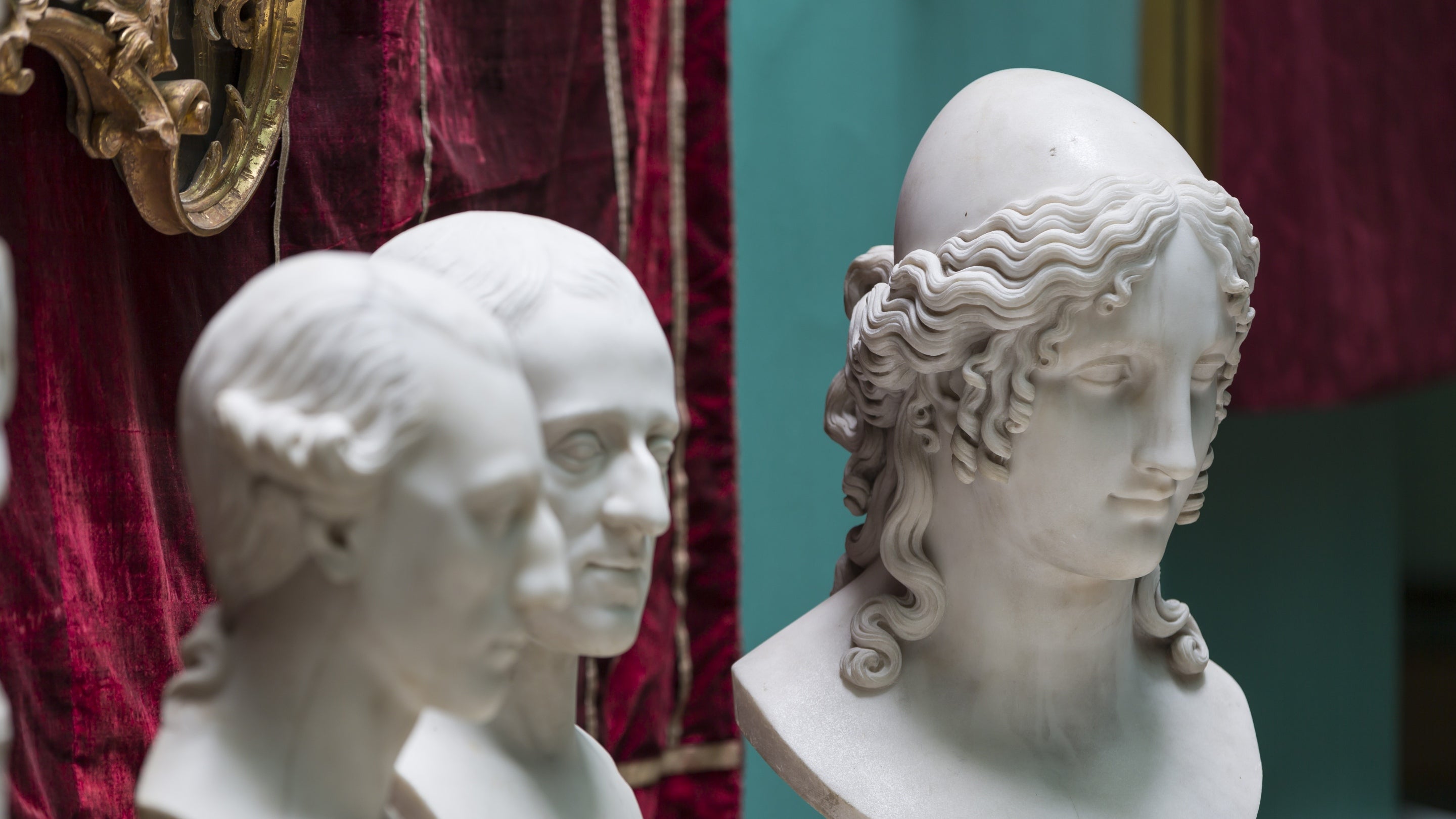 Marble busts on display at Mount Stewart, County Down