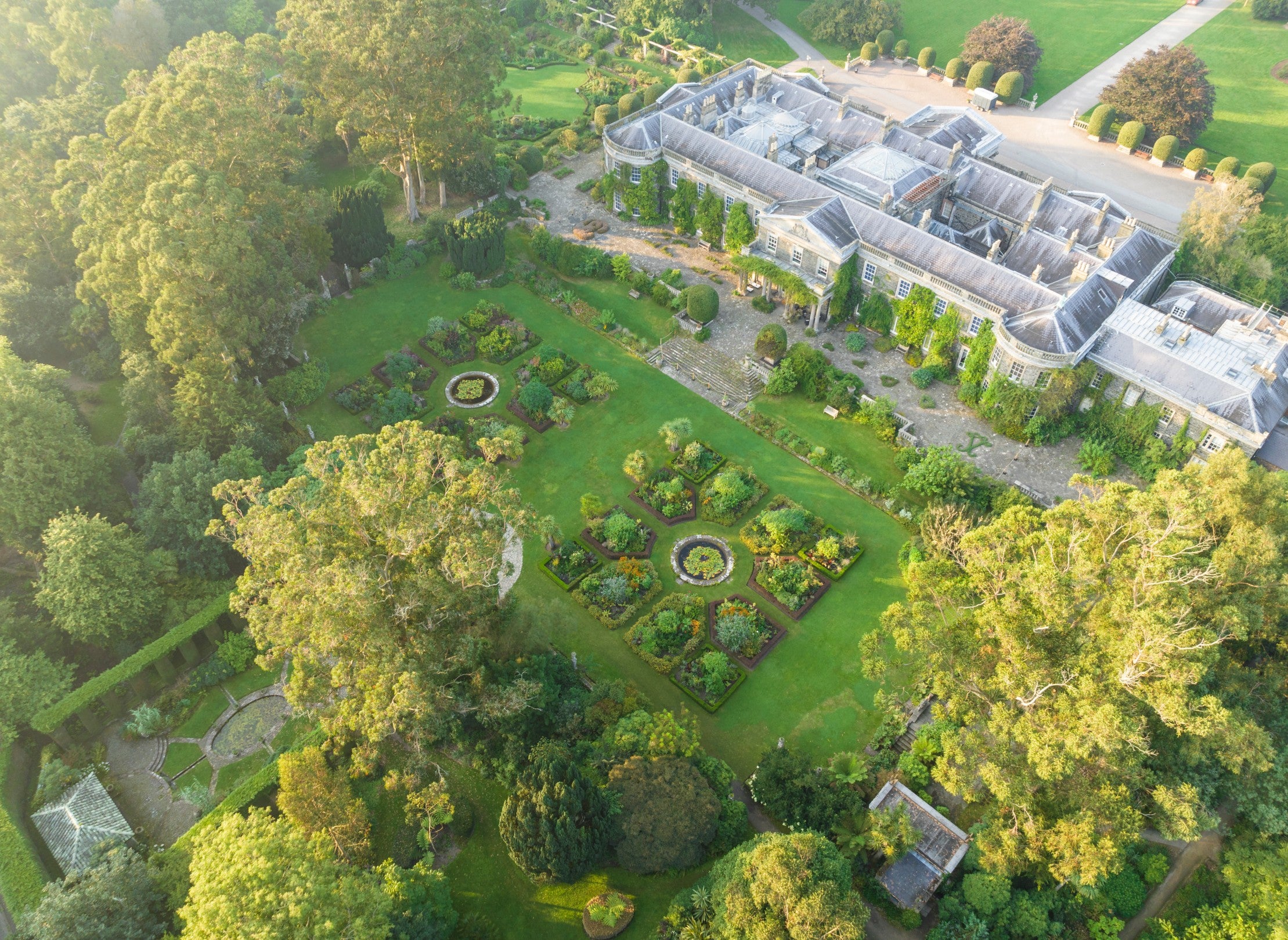 Drone view of Mount Stewart gardens