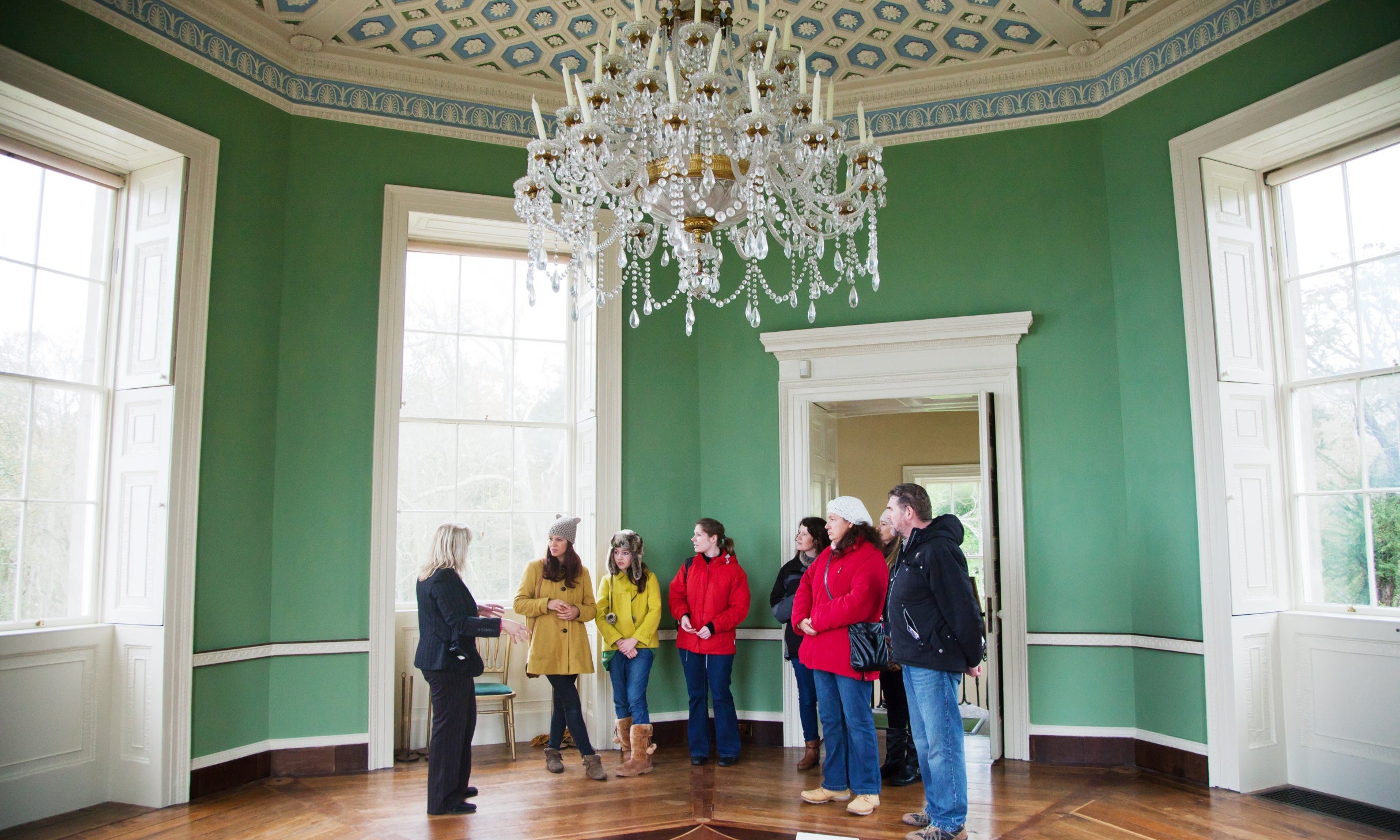 Visitors inside the Temple of the Winds at Mount Stewart House and Garden, County Down.