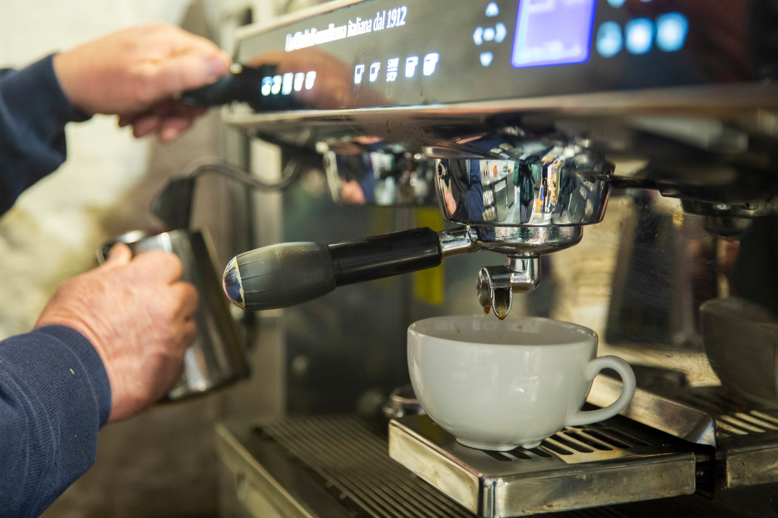 Coffee being freshly brewed to order in the barn Cafe at Springhill
