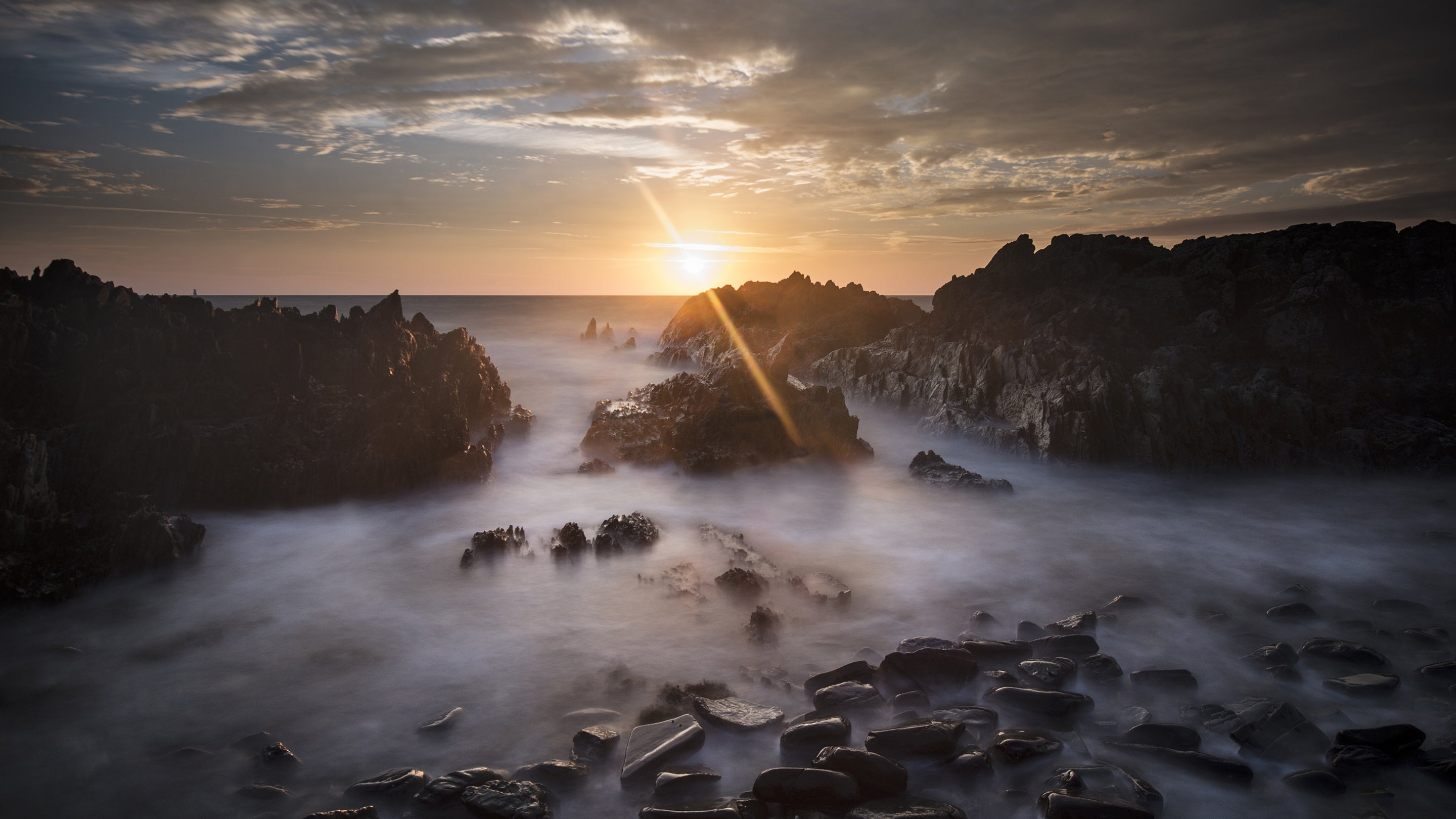 The beach in the village of Kearney, County Down, at night