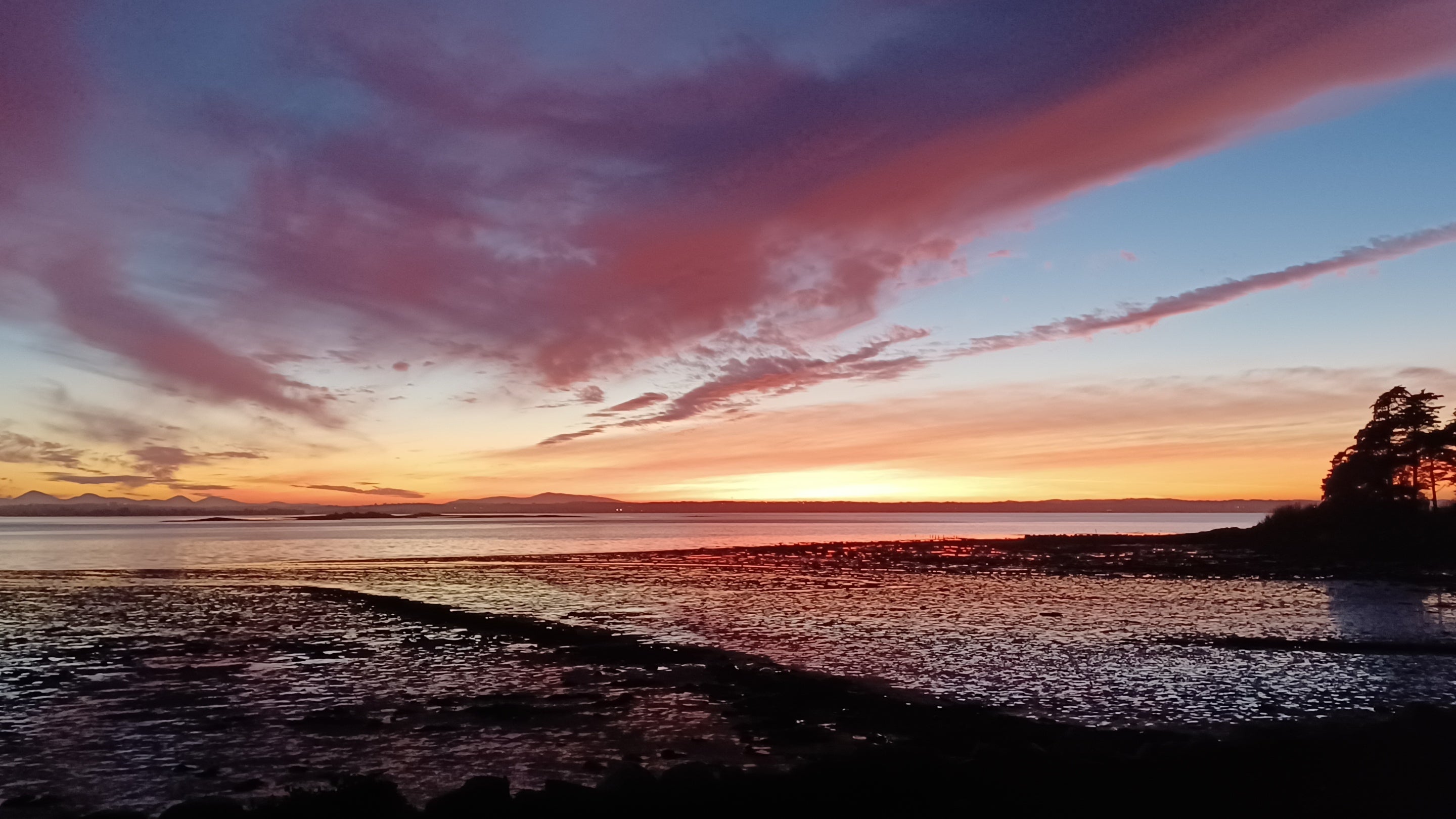 Winter sunset over Strangford Lough, County Down