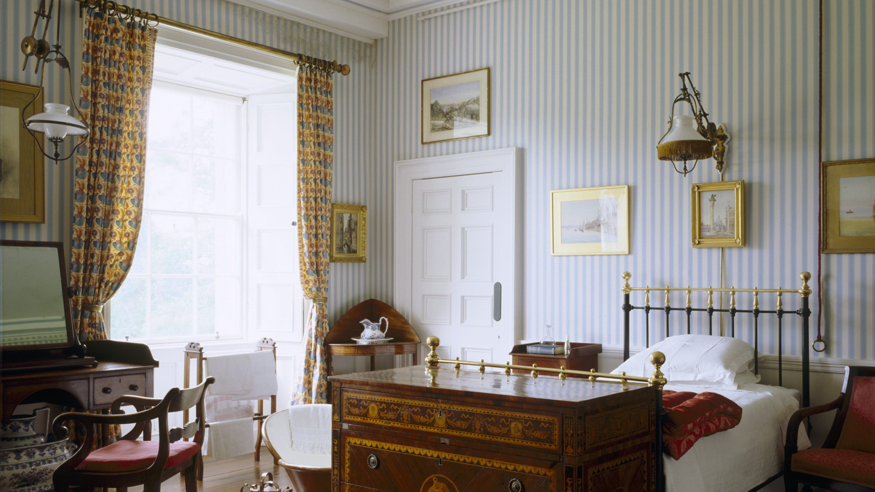 The acetylene lights in Captain Shelton's Bedroom at The Argory, County Armagh