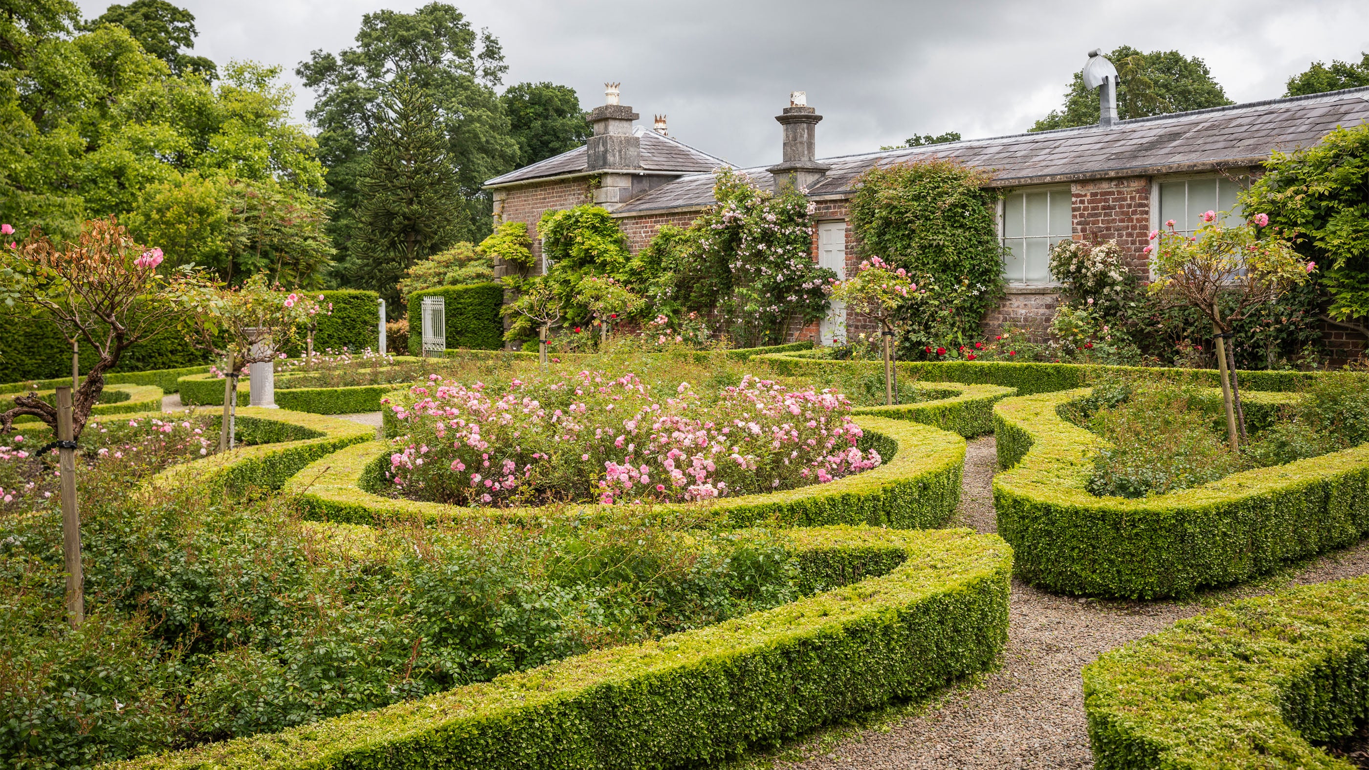 The formal Rose Garden at The Argory, County Armagh, Northern Ireland.