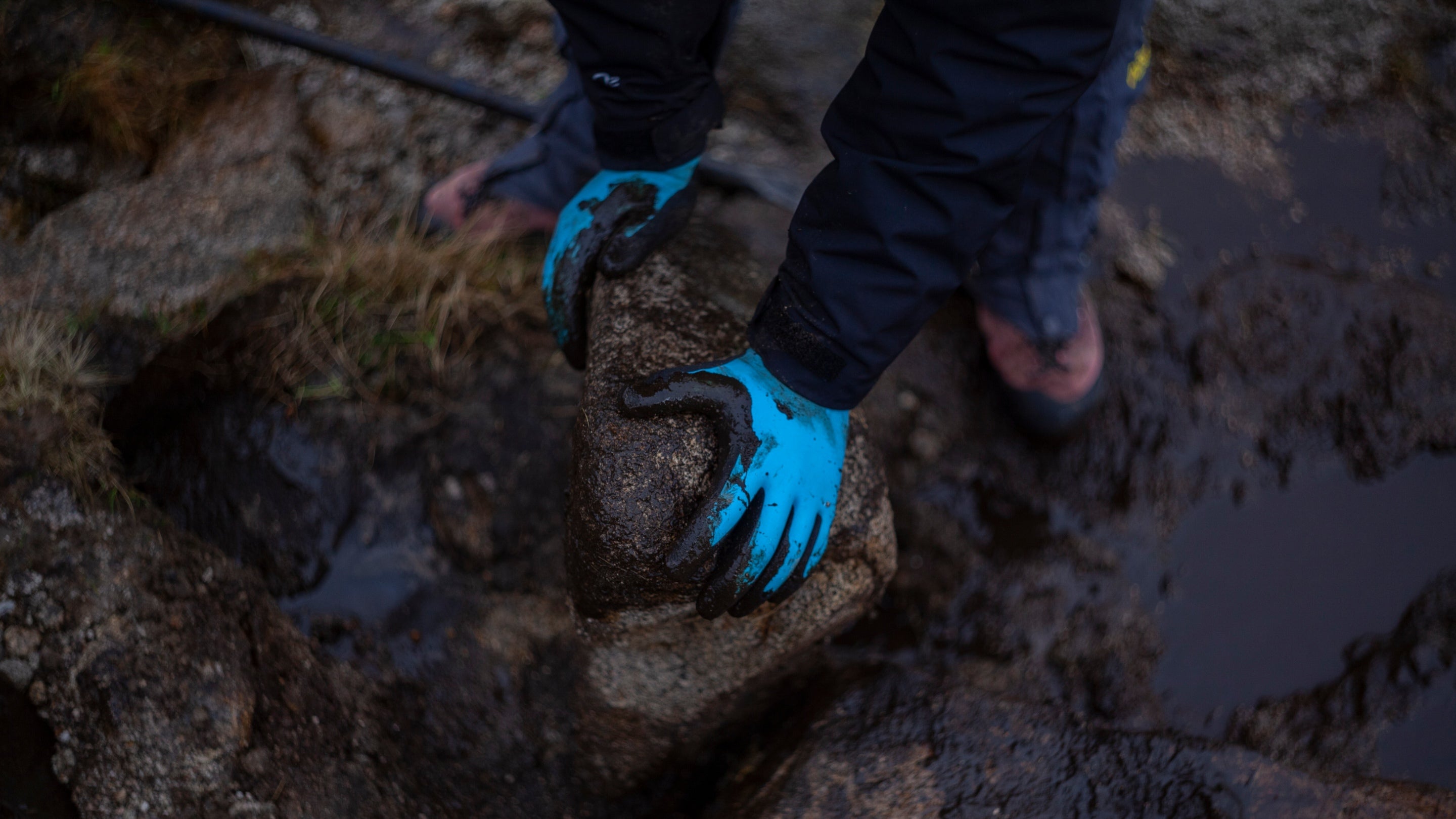 Ranger working to repair the path in the Mournes, County Down