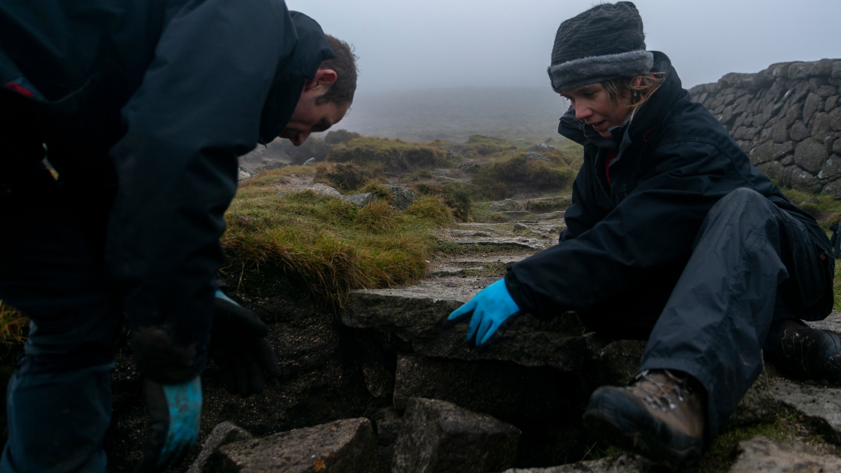Rangers working together to repair the path in the Mournes, County Down