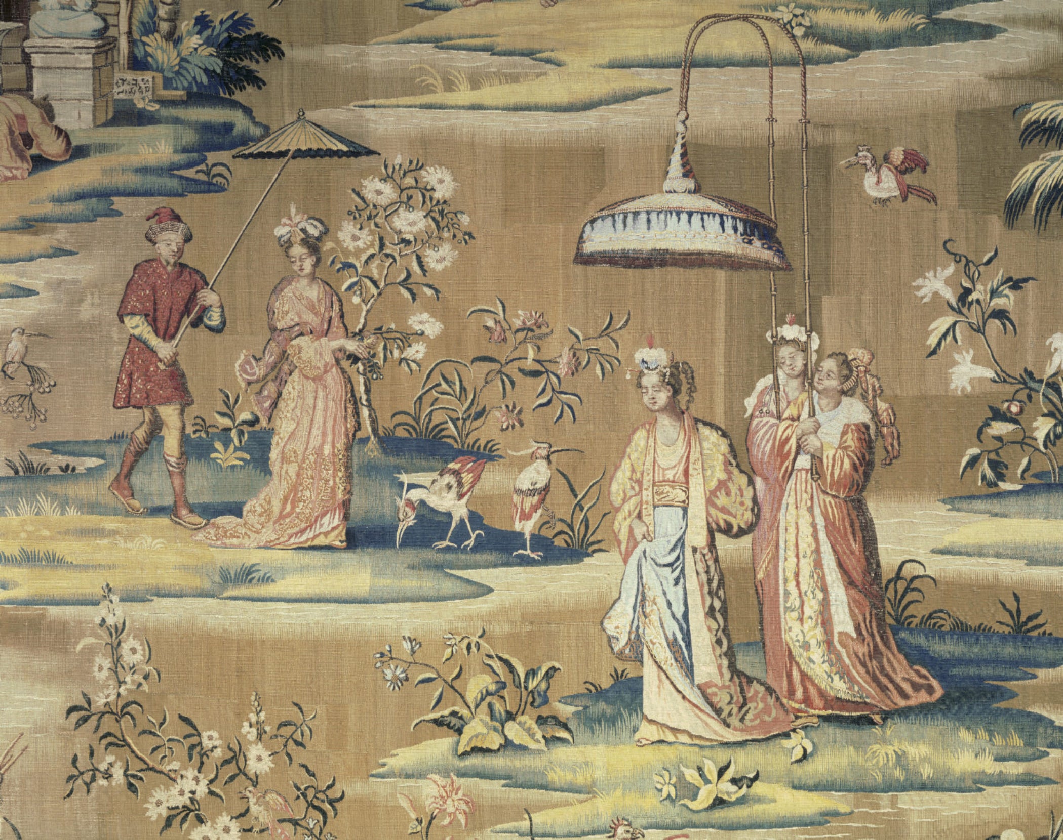 Detail of the tapestry by John Vanderbank, (d1727), Chief Arras Worker of the Great Wardrobe, in the Chapel Drawing Room at Belton House