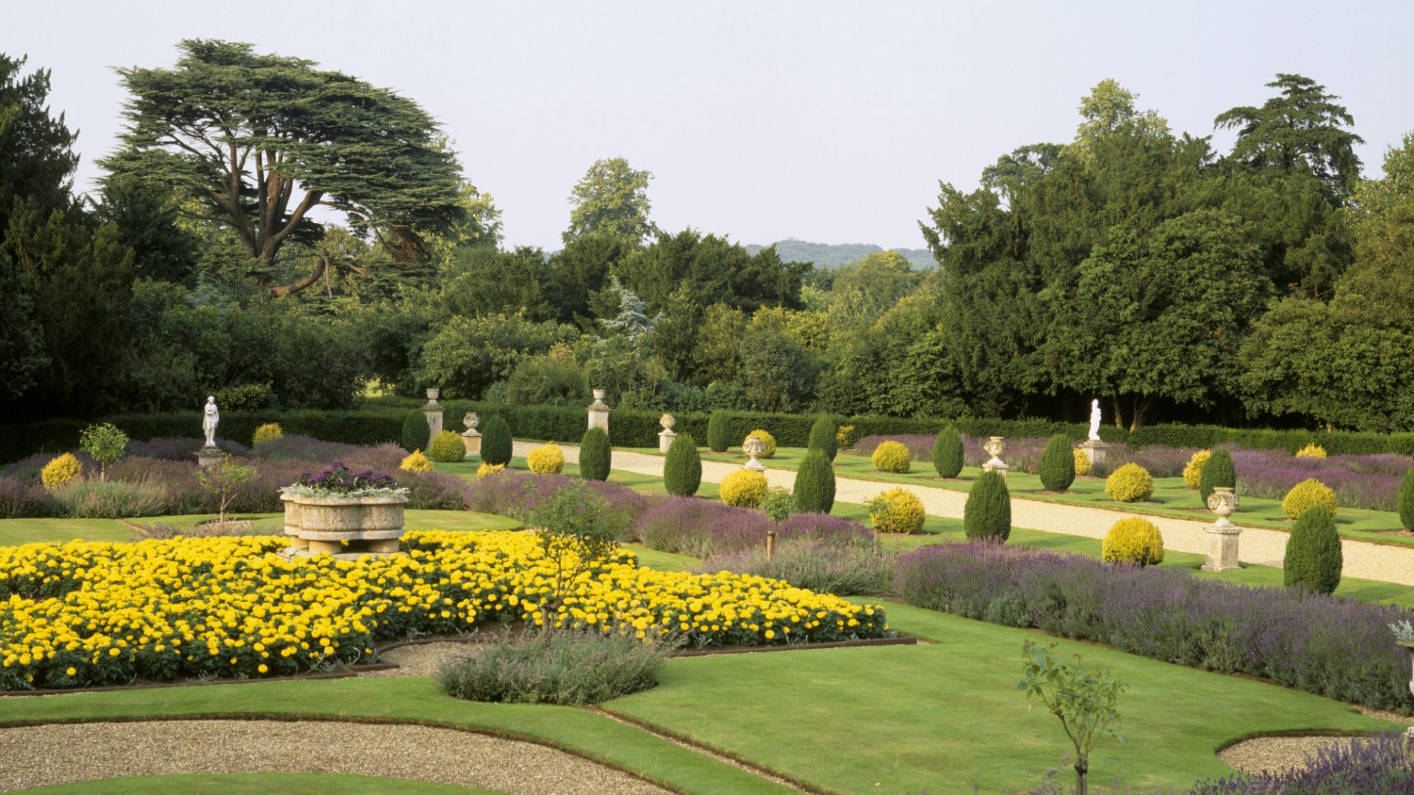The Dutch Garden in summer at Belton House, Lincolnshire.