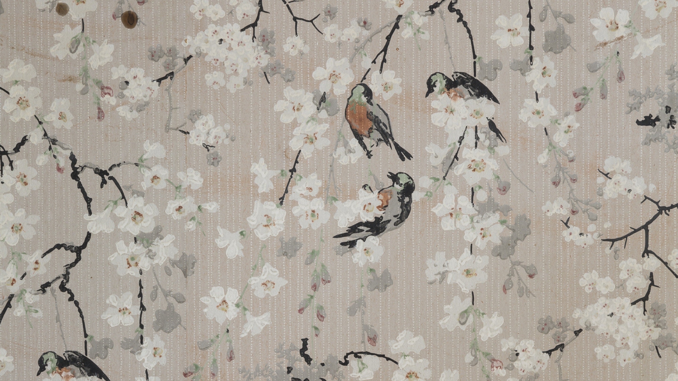 Hand blocked wallpaper at Gunby Hall, Lincolnshire