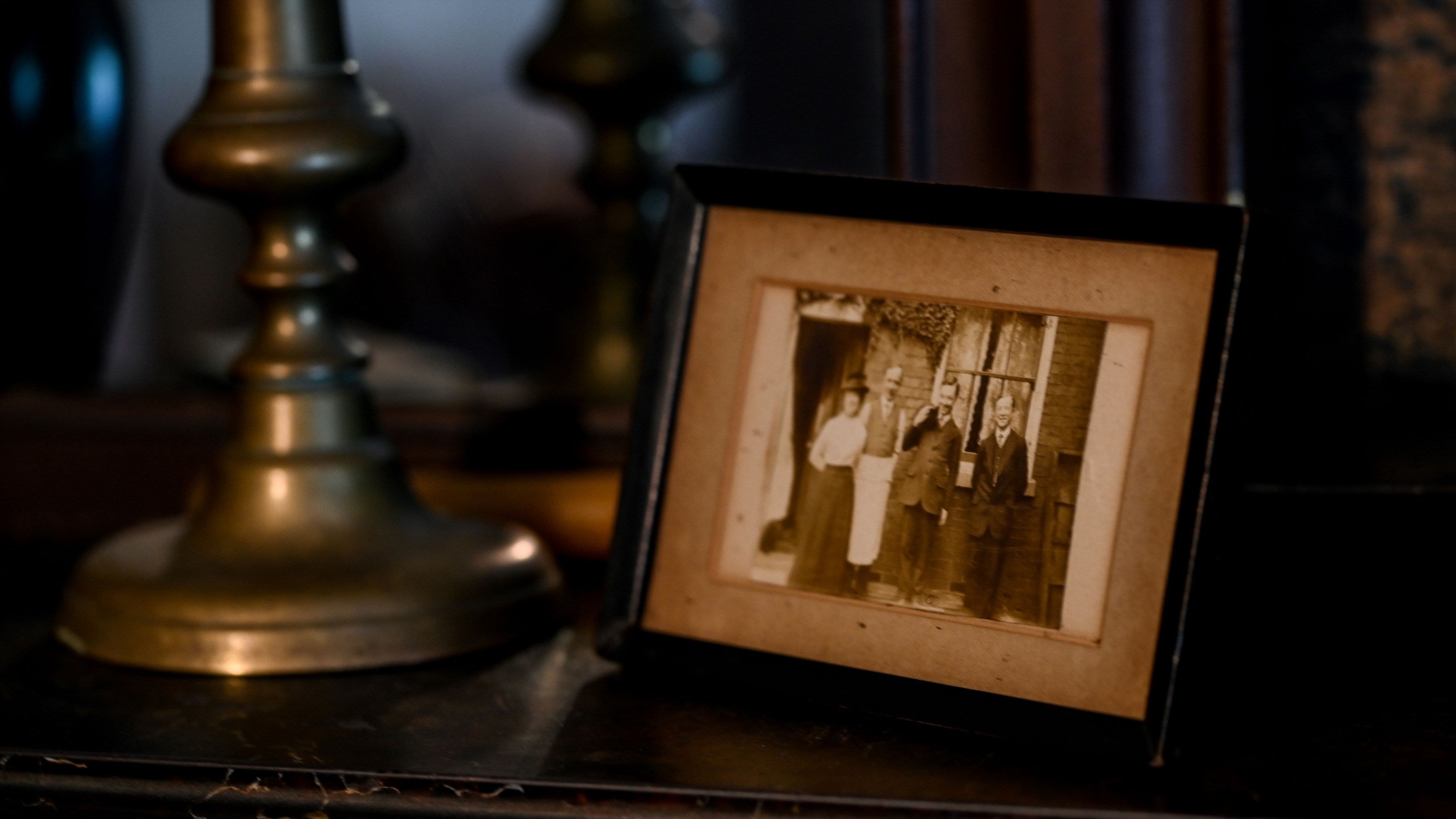 Family photo on the mantlepiece