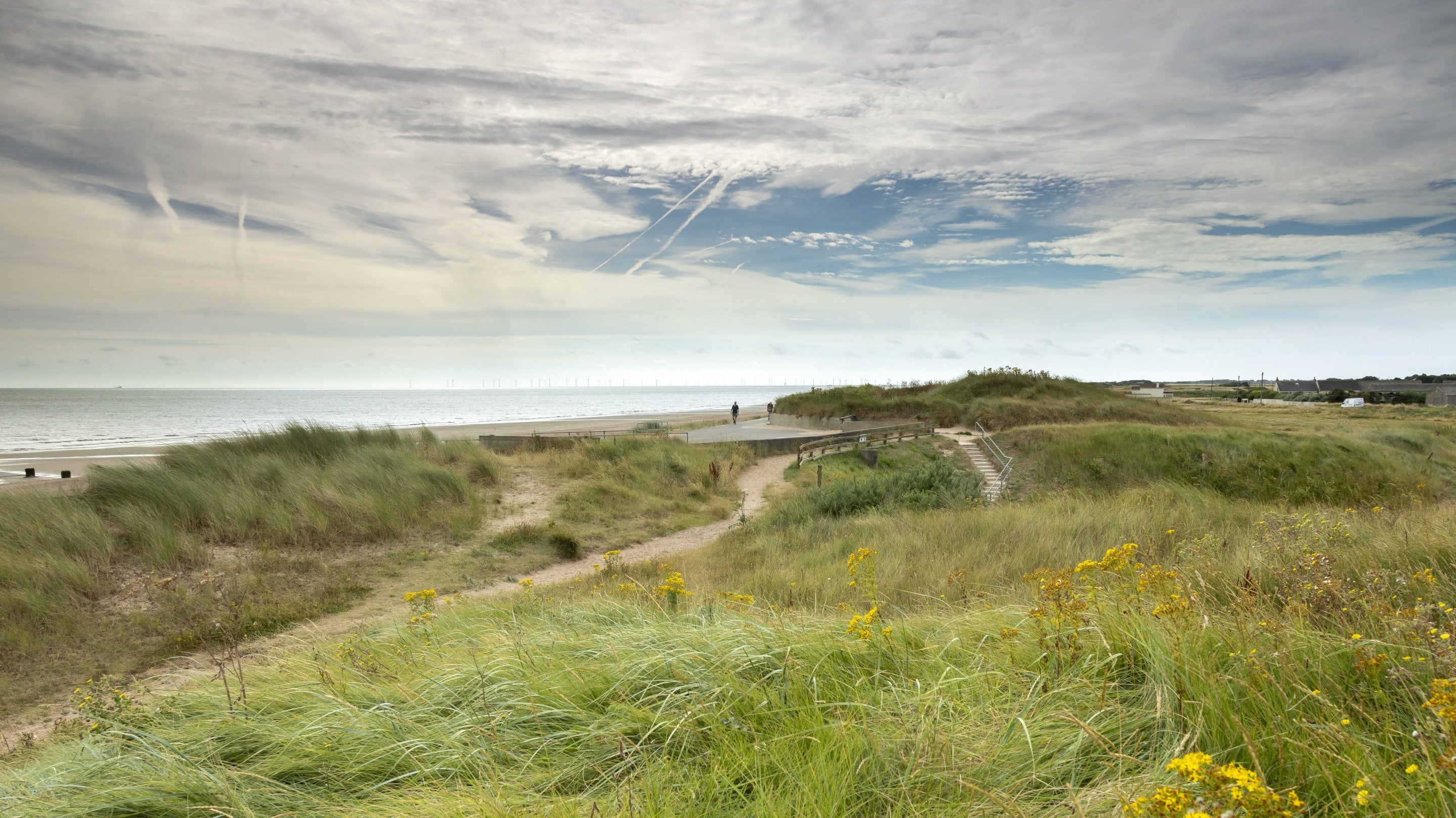 A view from the top of the sand dune at Sandilands, looking out towards the North Sea.