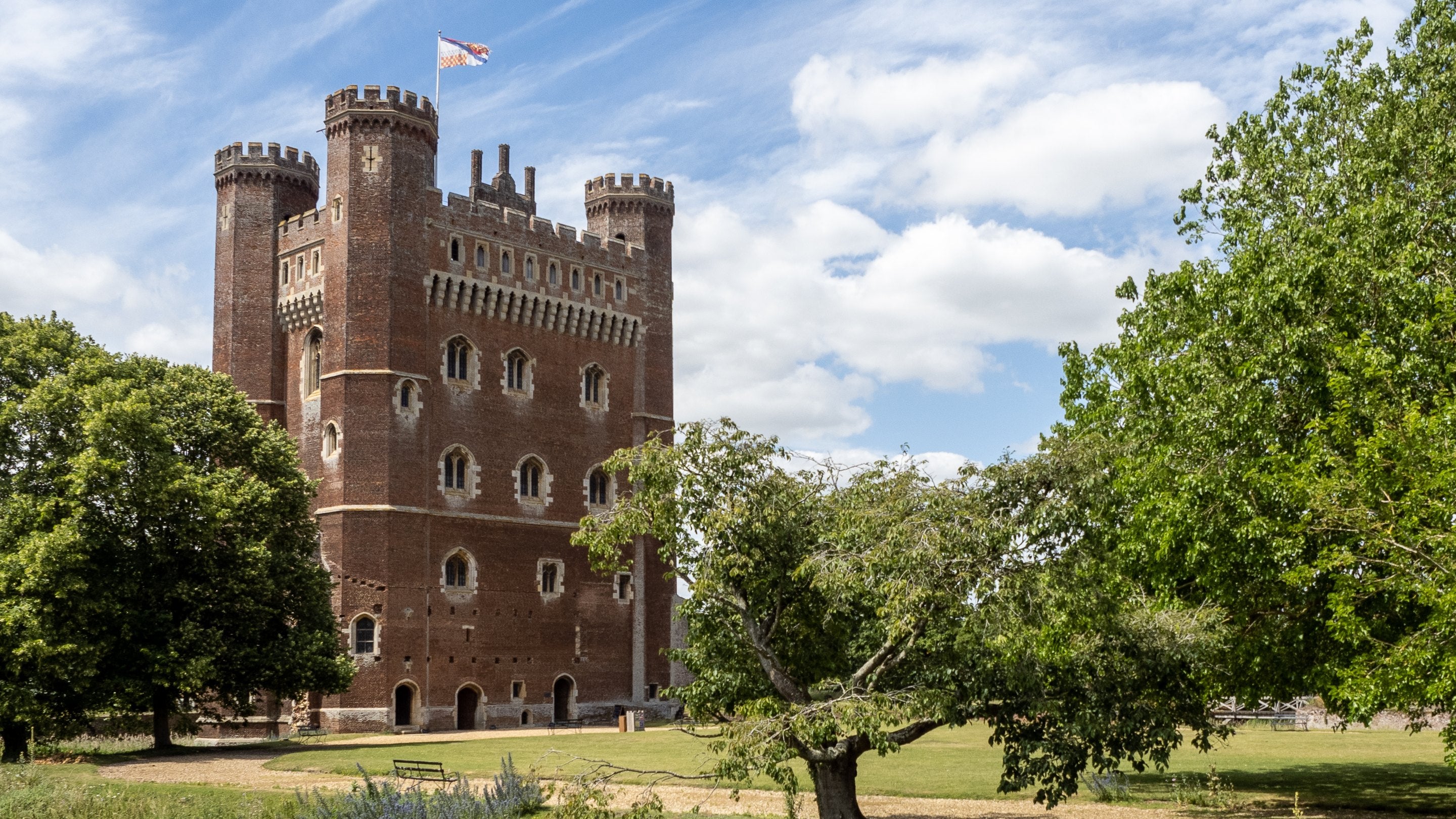 Tattershall Castle from across the field.