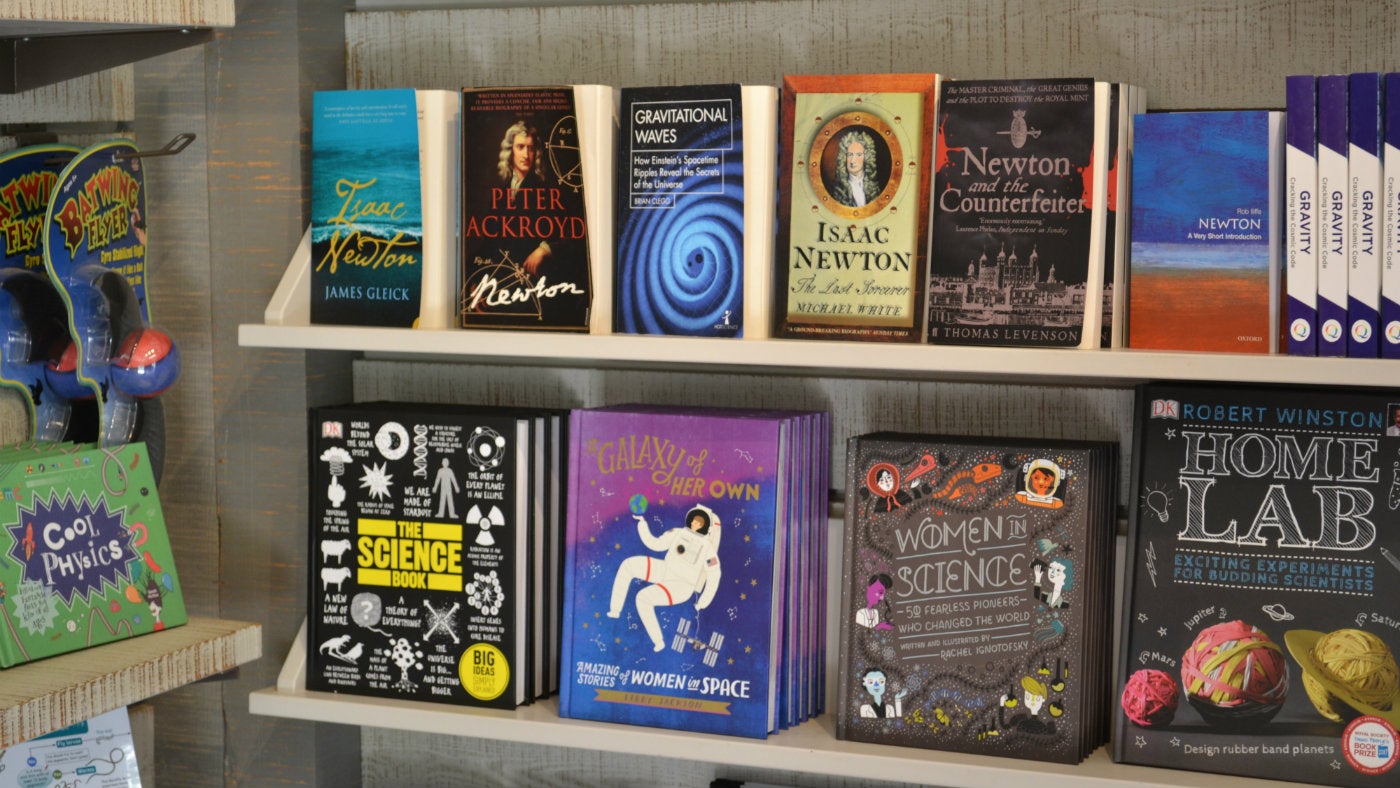 Newtonian science books available at the gift shop at Woolsthorpe
