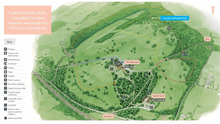 Bluebell walk at Basildon Park