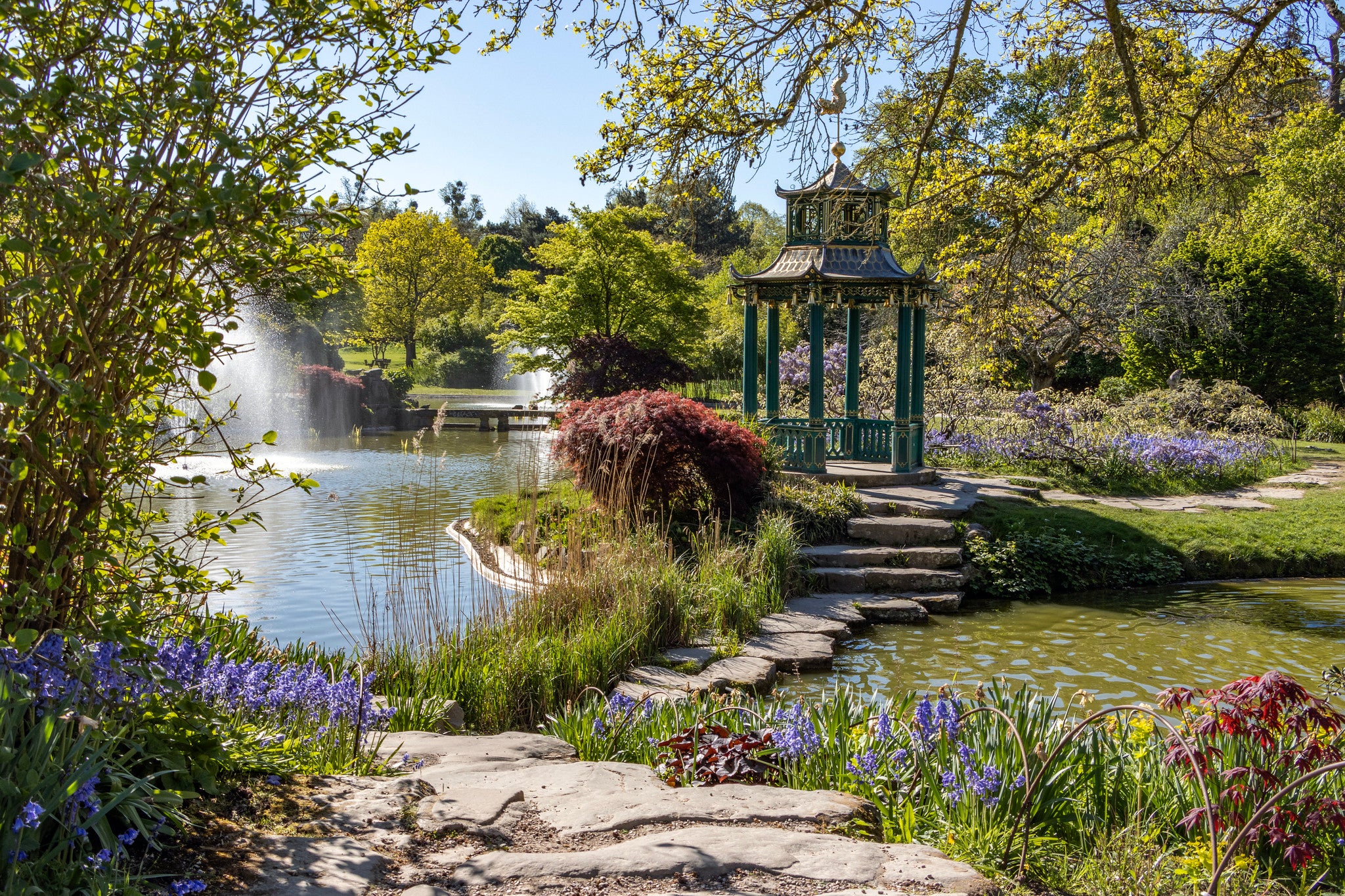 The Pagoda in the Water Garden in spring.