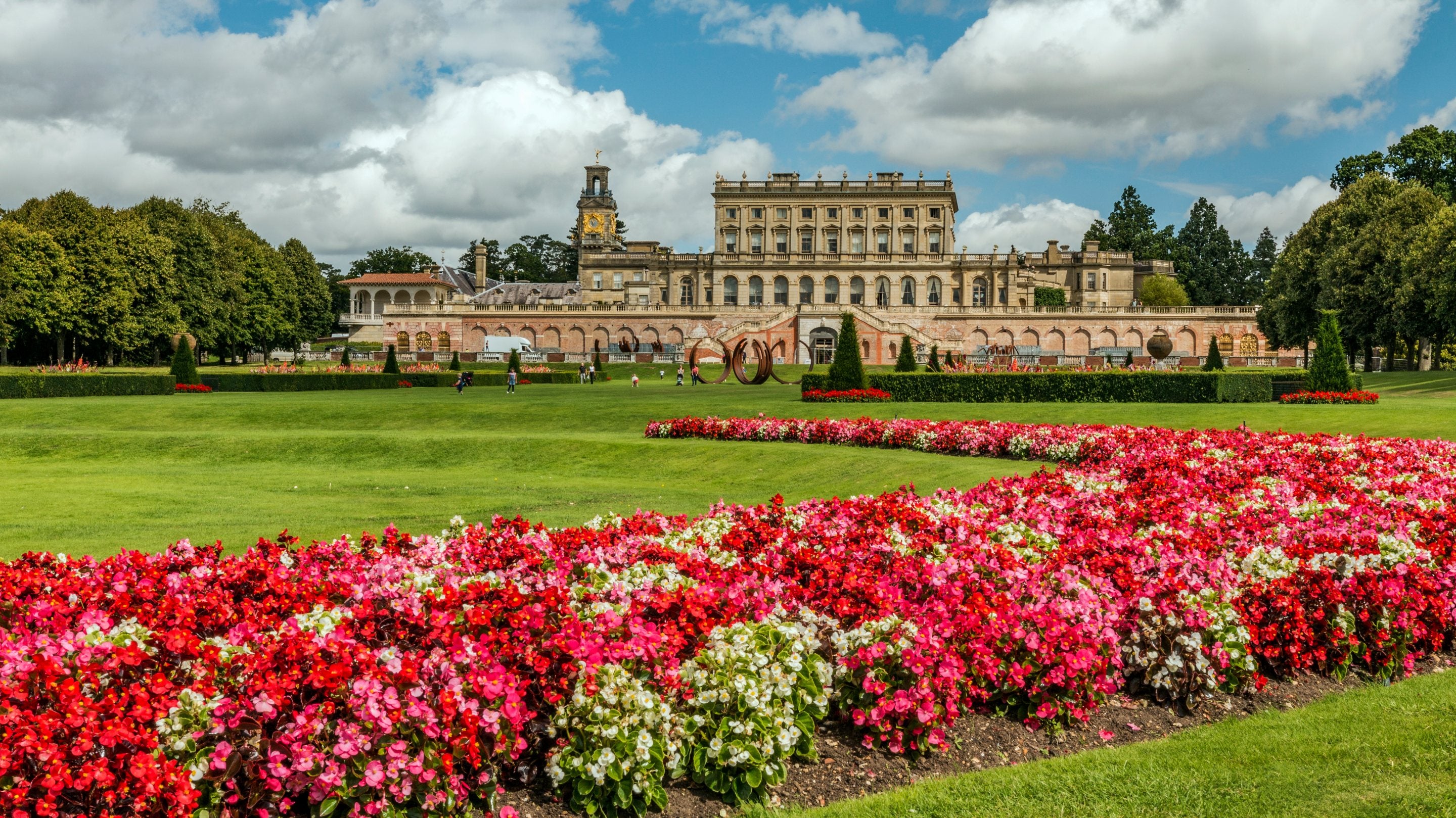 Bright flowers in the parterre garden at Cliveden, Buckinghamshire