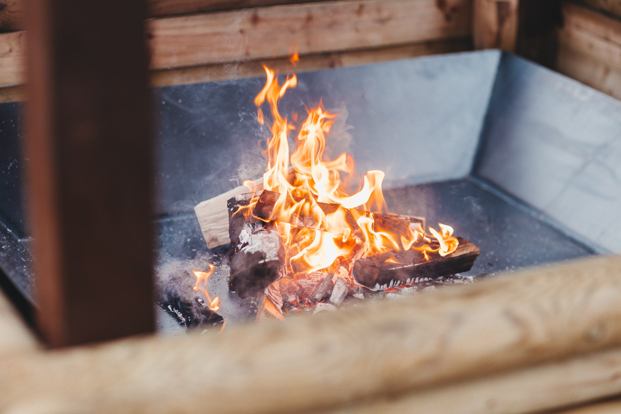 Fire pit for marshmallow toasting at Cliveden, Buckinghamshire