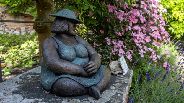 A sculpture exhibited in the garden by the Oxford Sculptors Group at Greys Court, Oxfordshire