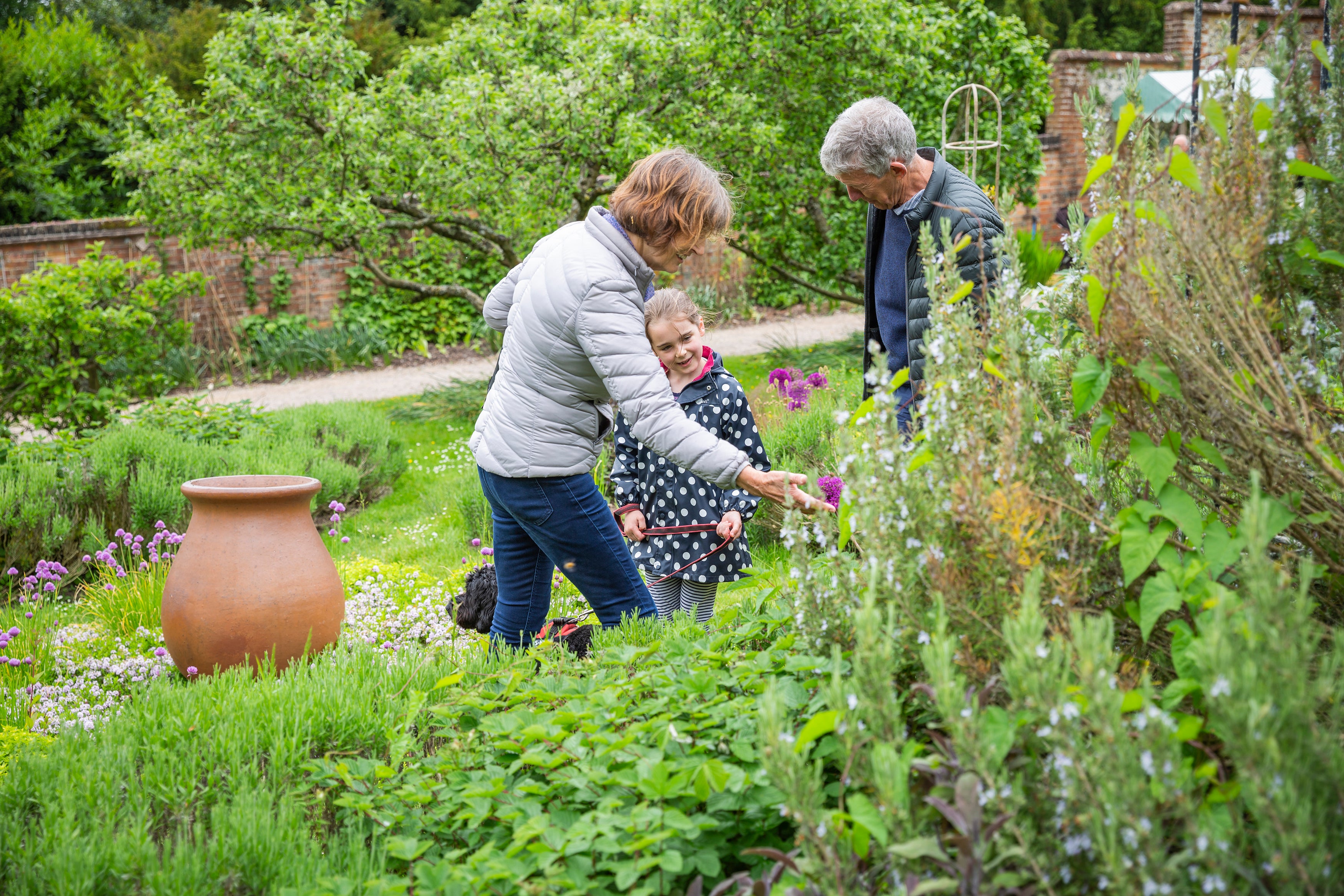 Families exploring the garden at Hughenden, Buckinghamshire