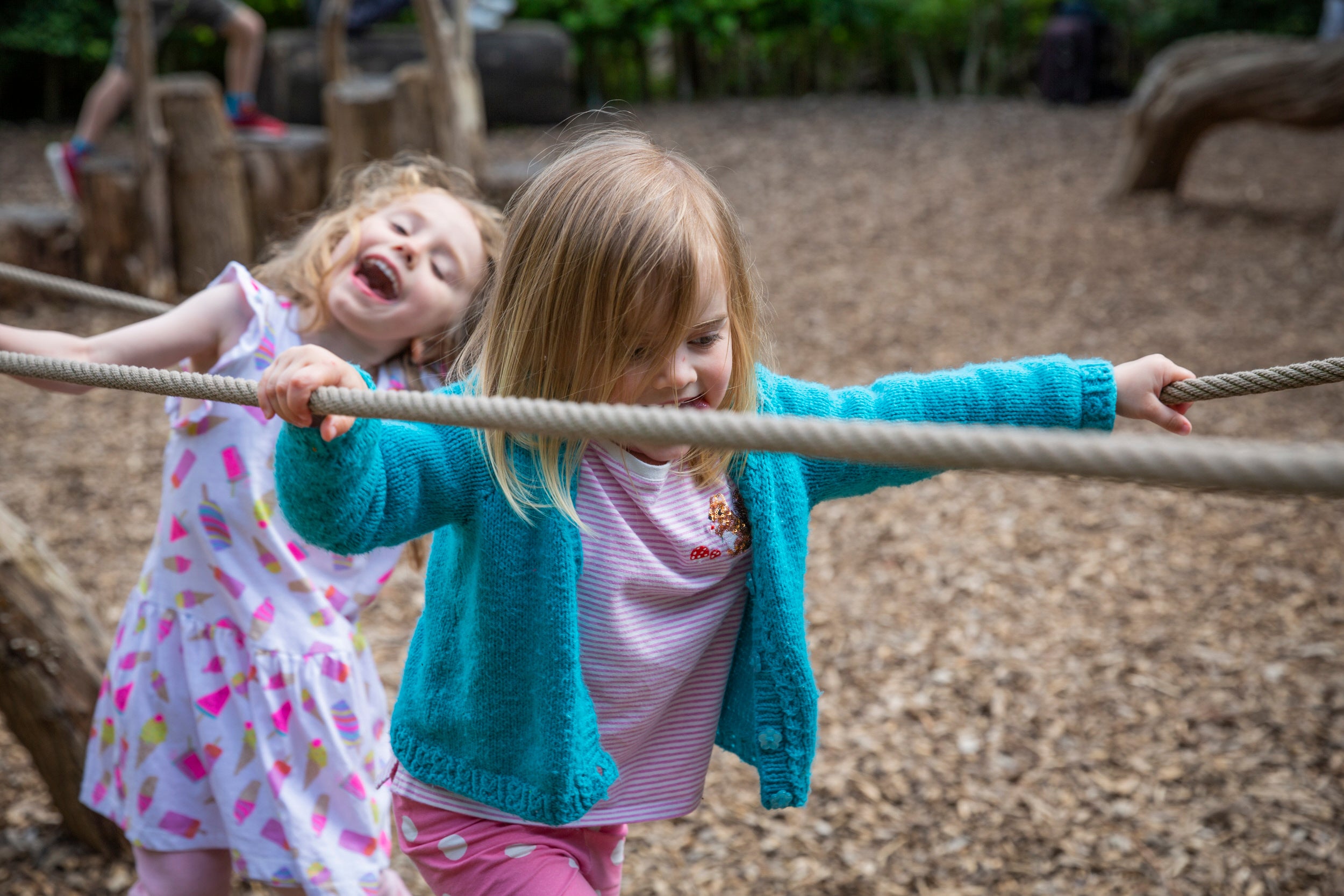 Children enjoying the natural play area at Hughenden