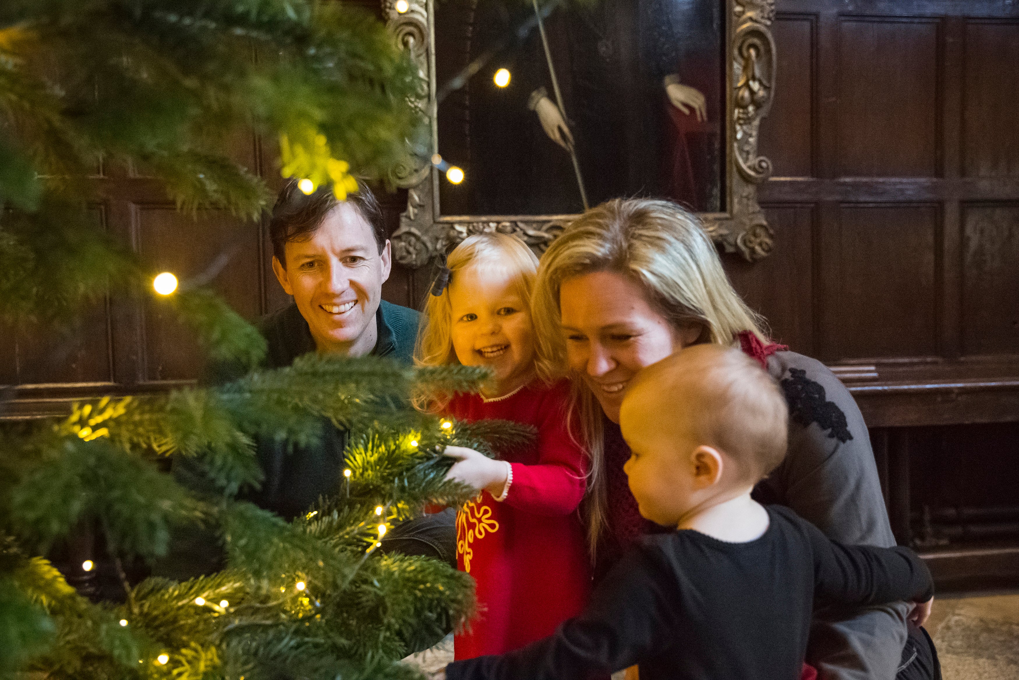 Visitors admiring the festive Christmas decorations