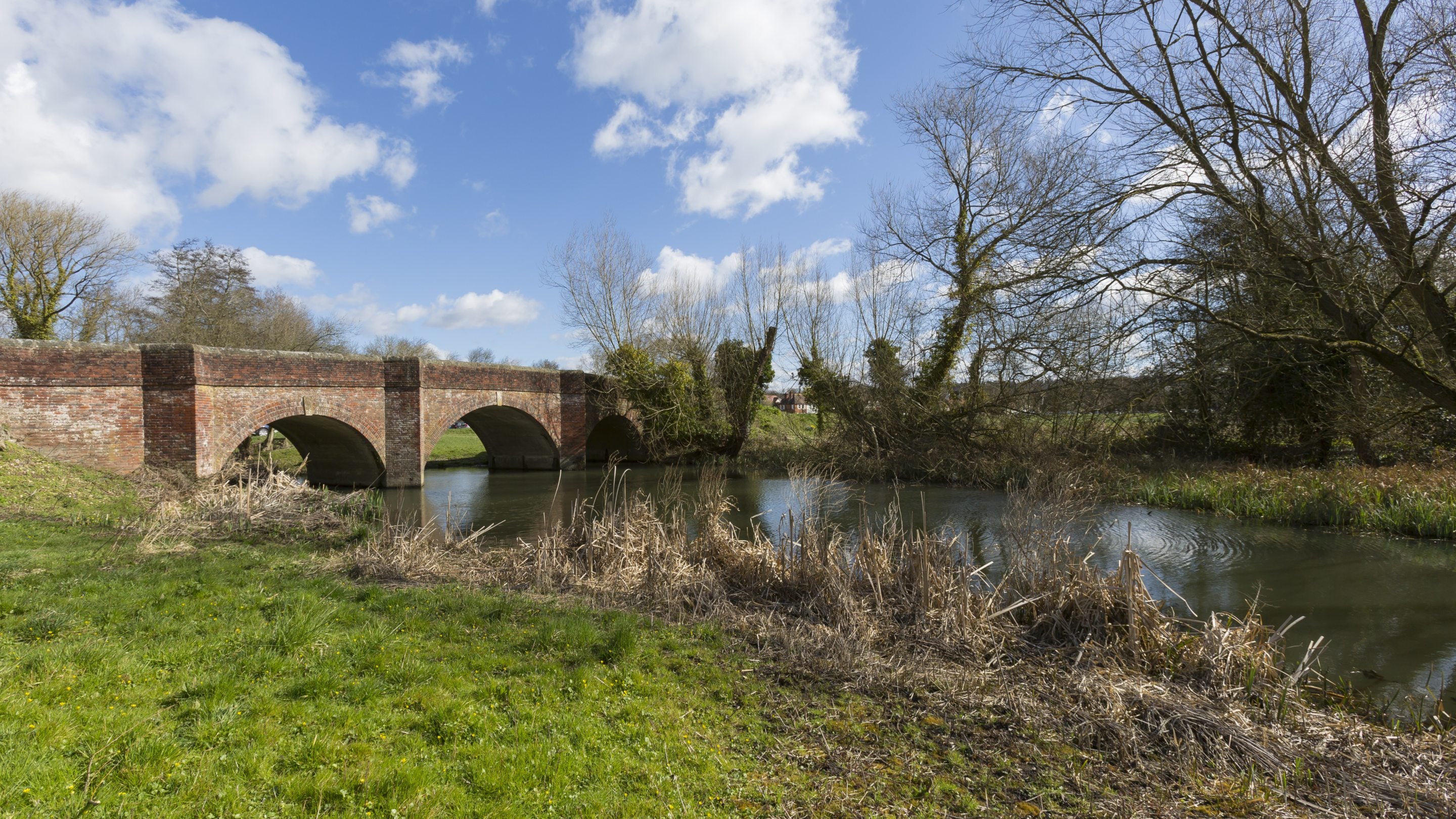 Footbridge and water at Maidenhead and Cookham Commons, Berkshire