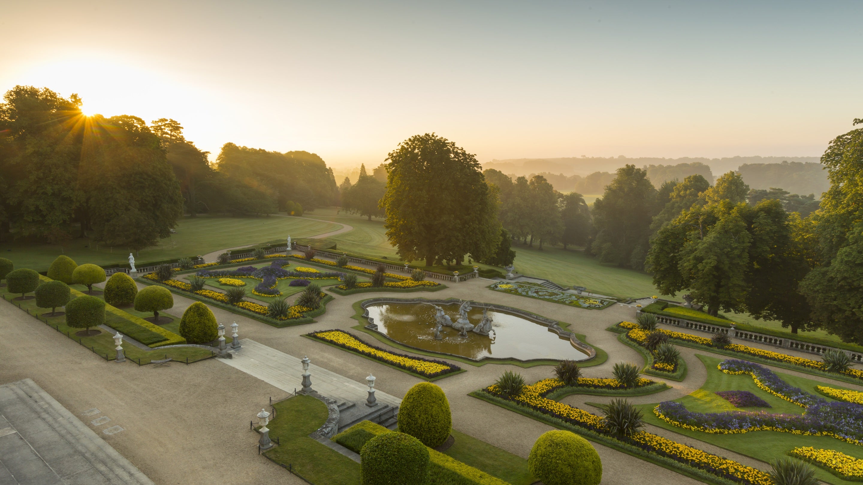 The Parterre at Waddesdon Manor, Buckinghamshire, at sunrise