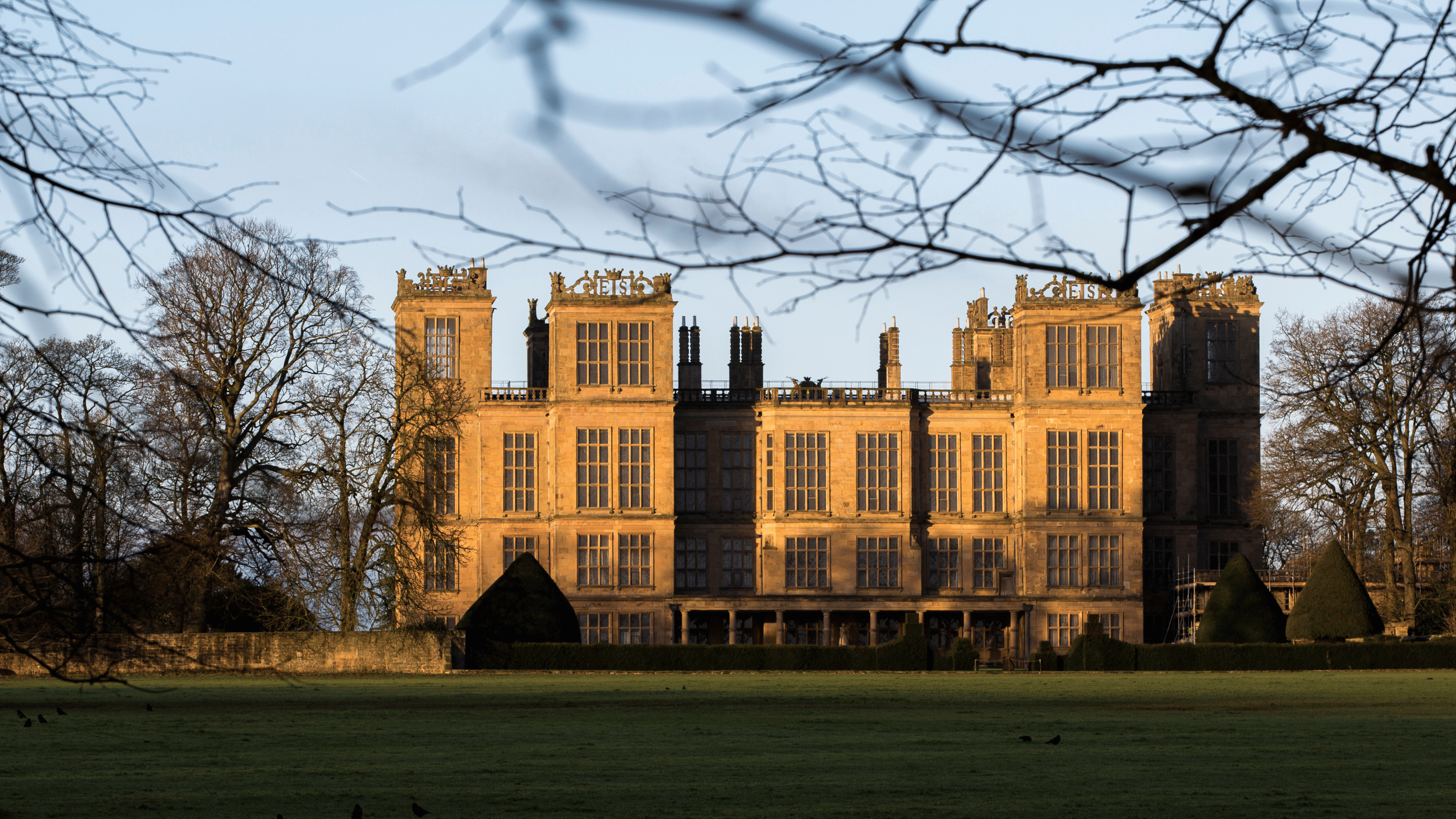 View of the East side of Hardwick Hall from the Parkland