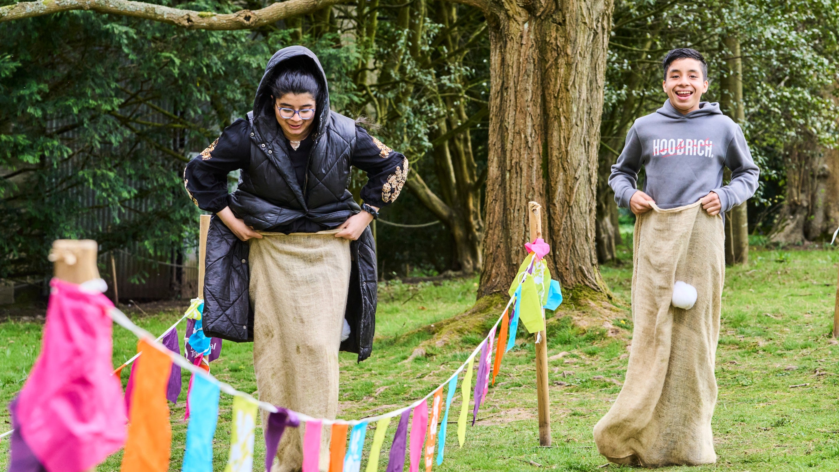 An Easter sack race at Kedleston Hall, Derbyshire