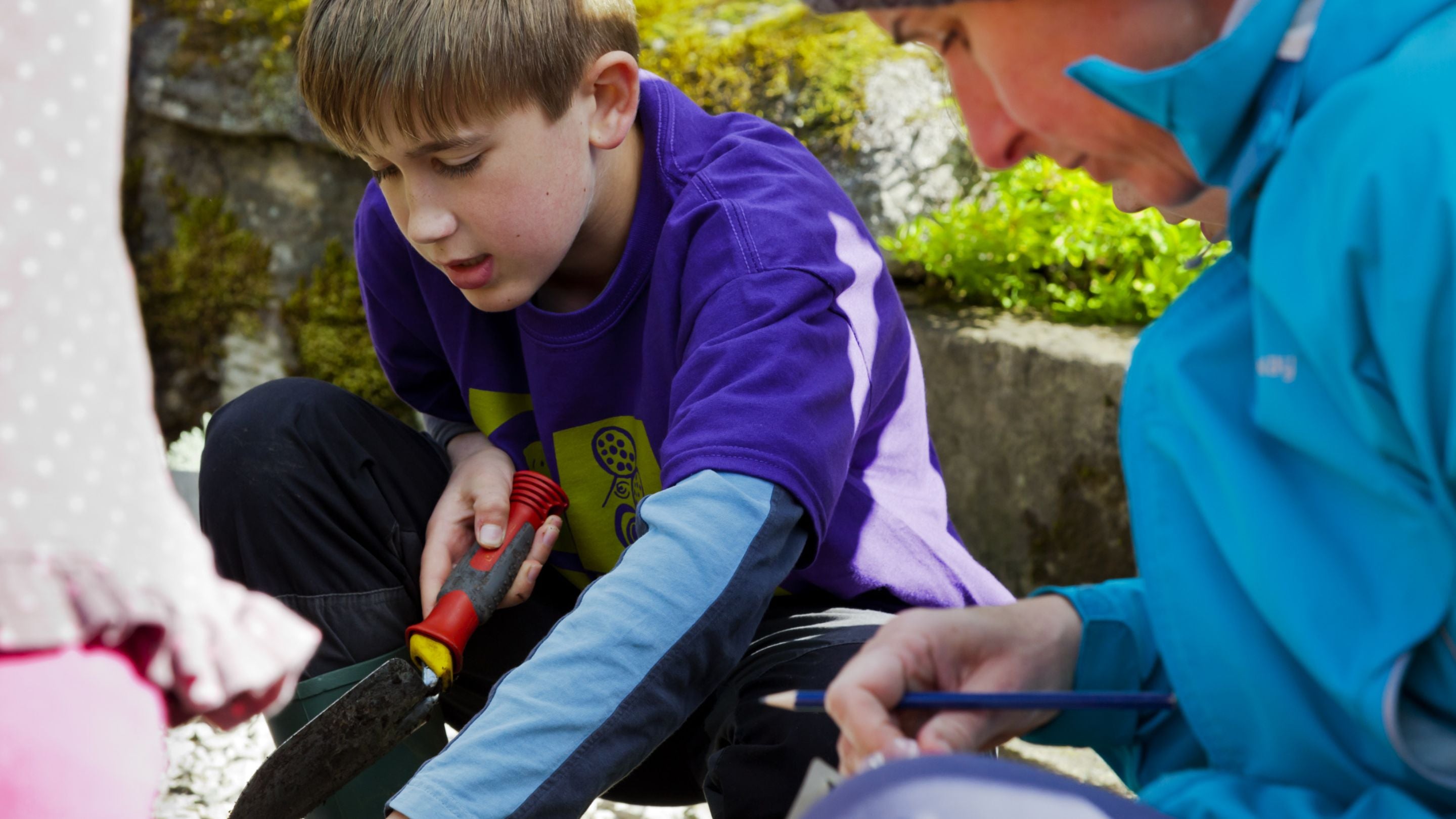Muck In Day volunteers sorting seeds at Longshaw, Burbage and the Eastern Moors, Derbyshire
