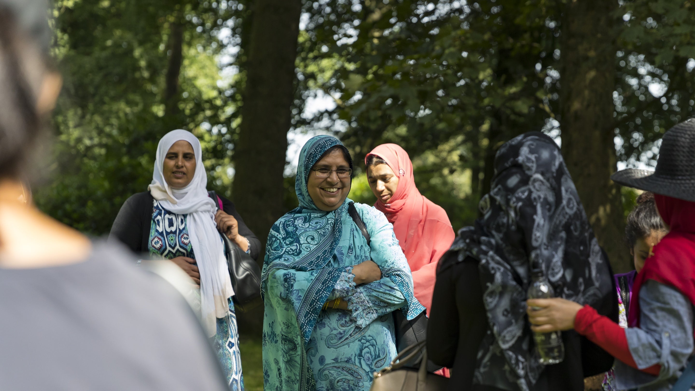 Visitors walking along the family trail at Longshaw, Burbage and the Eastern Moors, Derbyshire