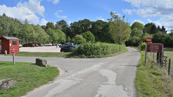 Car park at the entrance to the Staunton Harold estate, Leicestershire