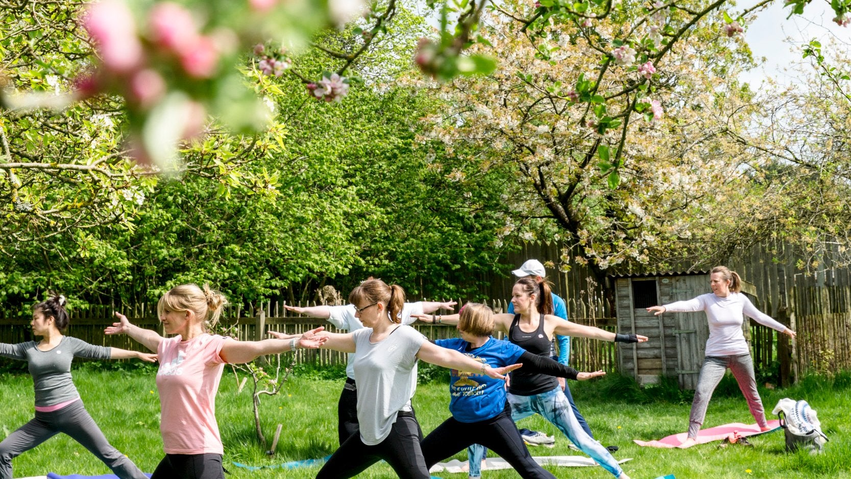 Visitors taking part in yoga