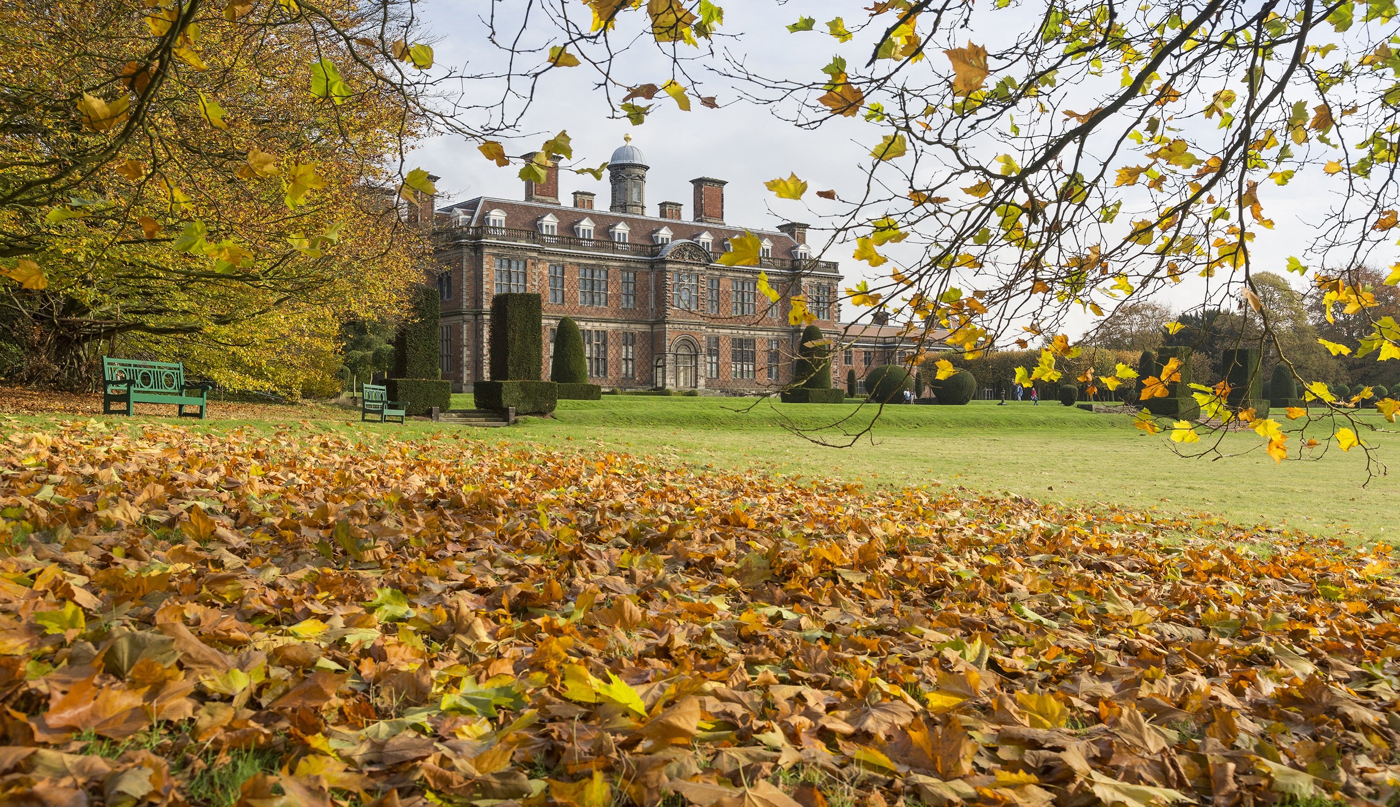 South-west end of Sudbury Hall in autumn Derbyshire