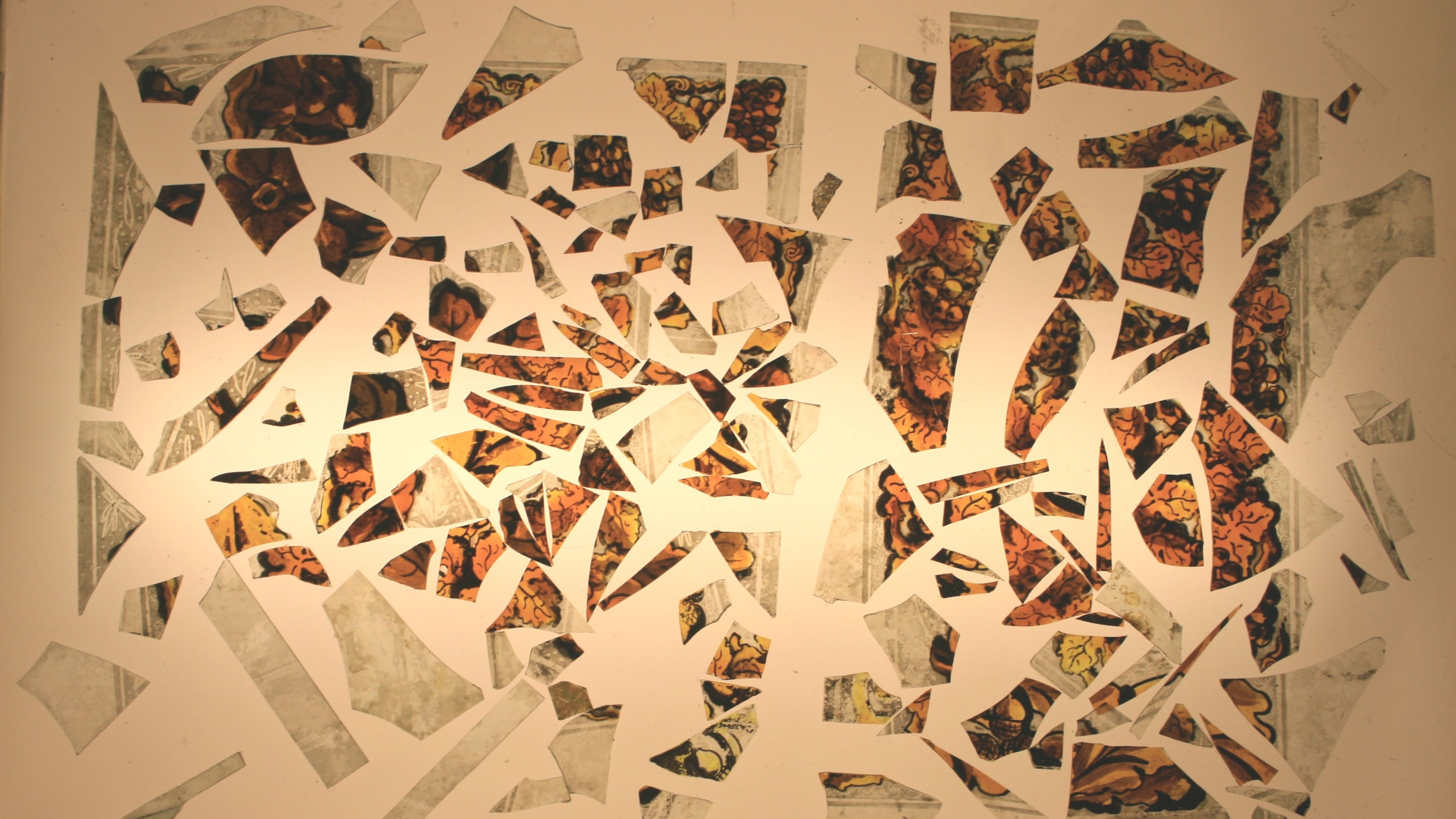 Decorated glass found during Summerhouse excavation, Attingham, Shropshire