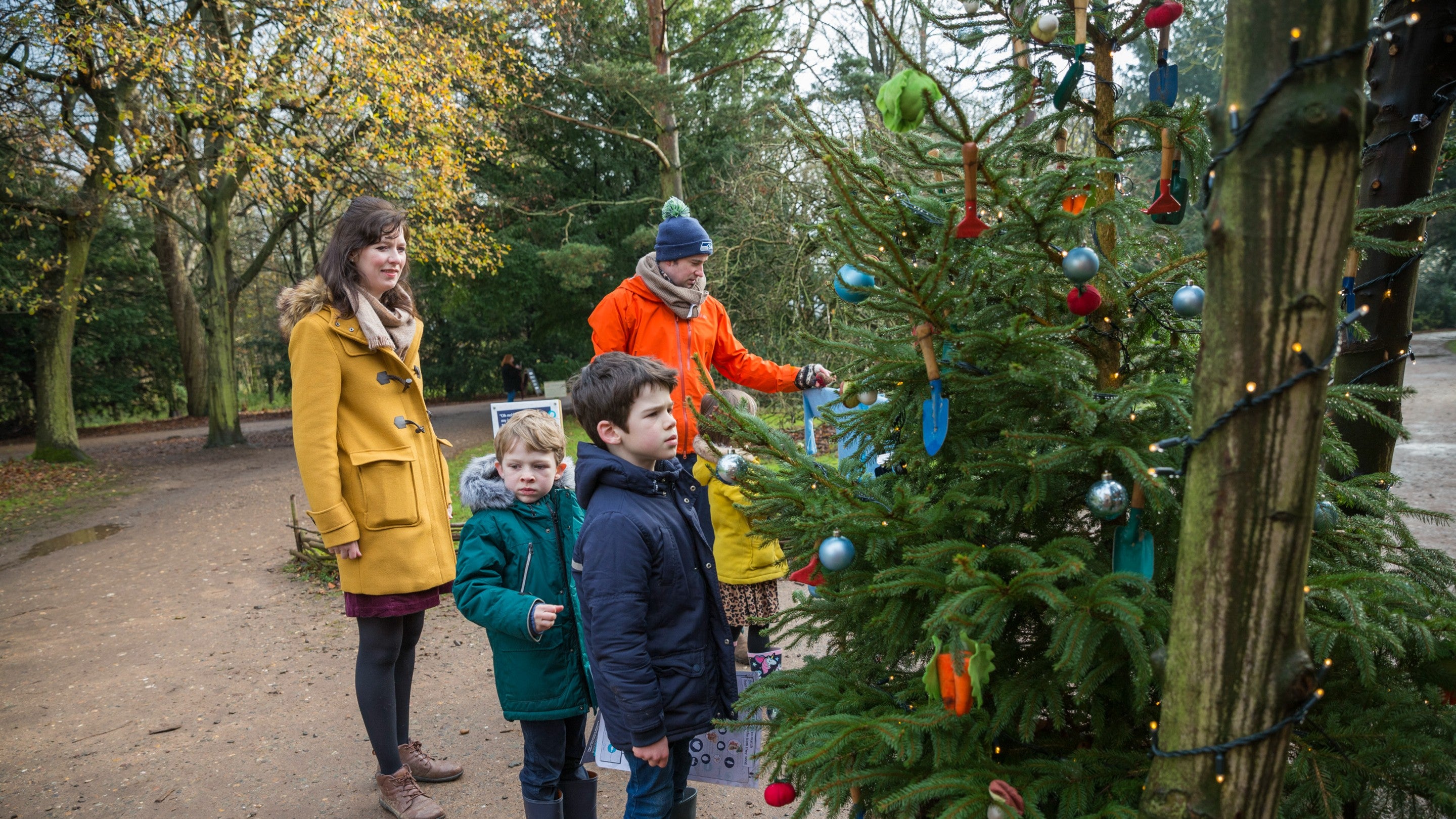 Family at a winter trail at Attingham Park, Shropshire