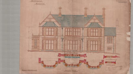 One of eight drawings and plans by C H Samson, 1895, from the archive of Fyne Court, Somerset