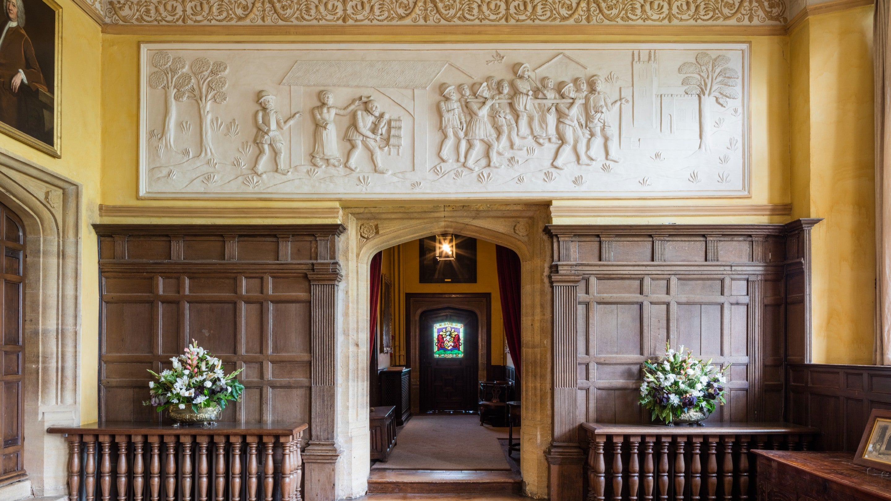 Skimmington Ride frieze in the Great Hall at Montacute House