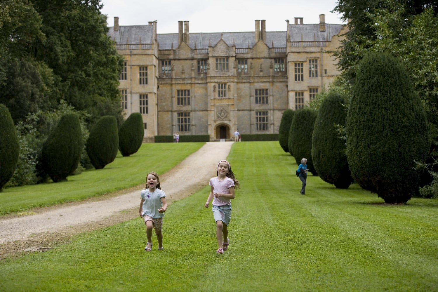Children running on the lawn