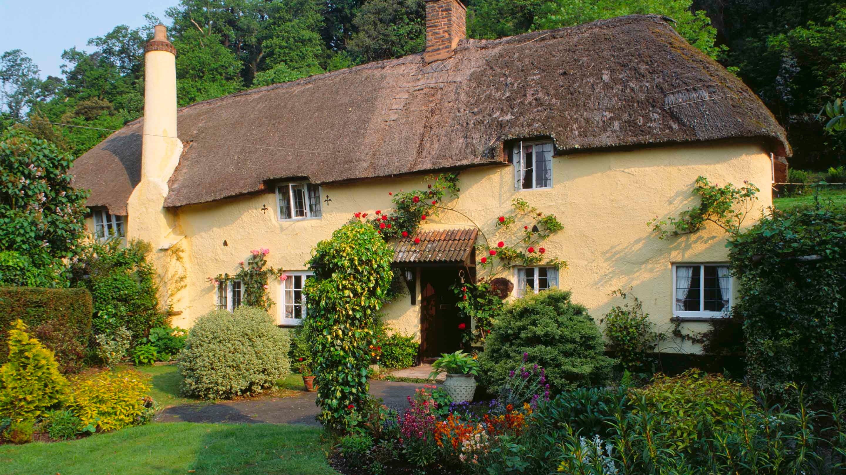 View of Rectory Cottage at Selworthy Village in the Holnicote Estate, Somerset