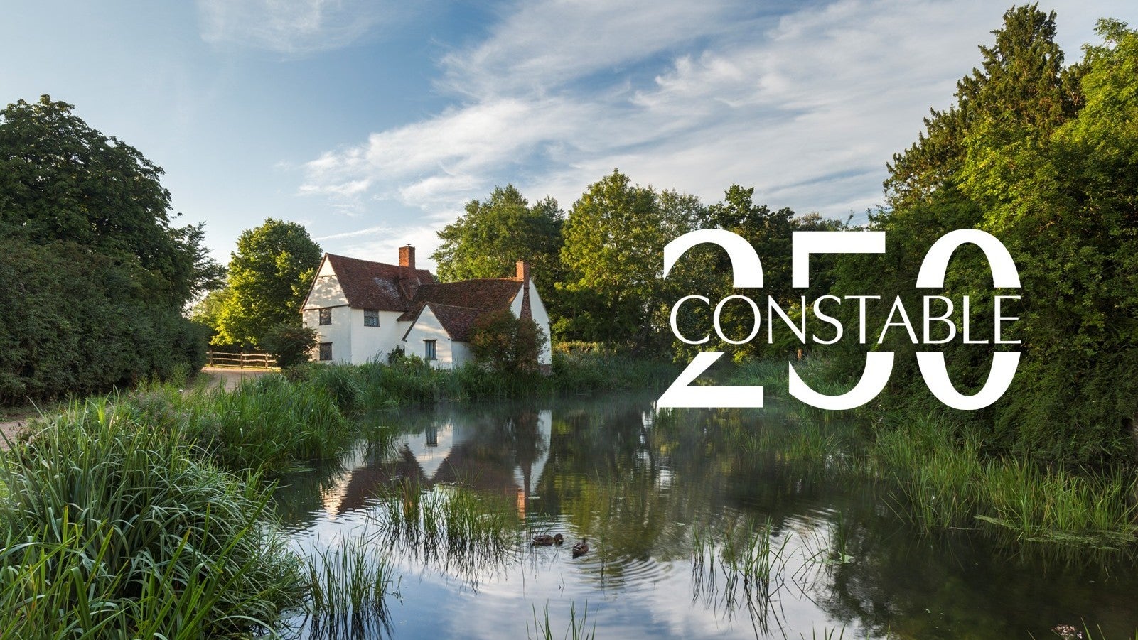 Willy Lott's House at Flatford with the Constable 250 logo to the right.