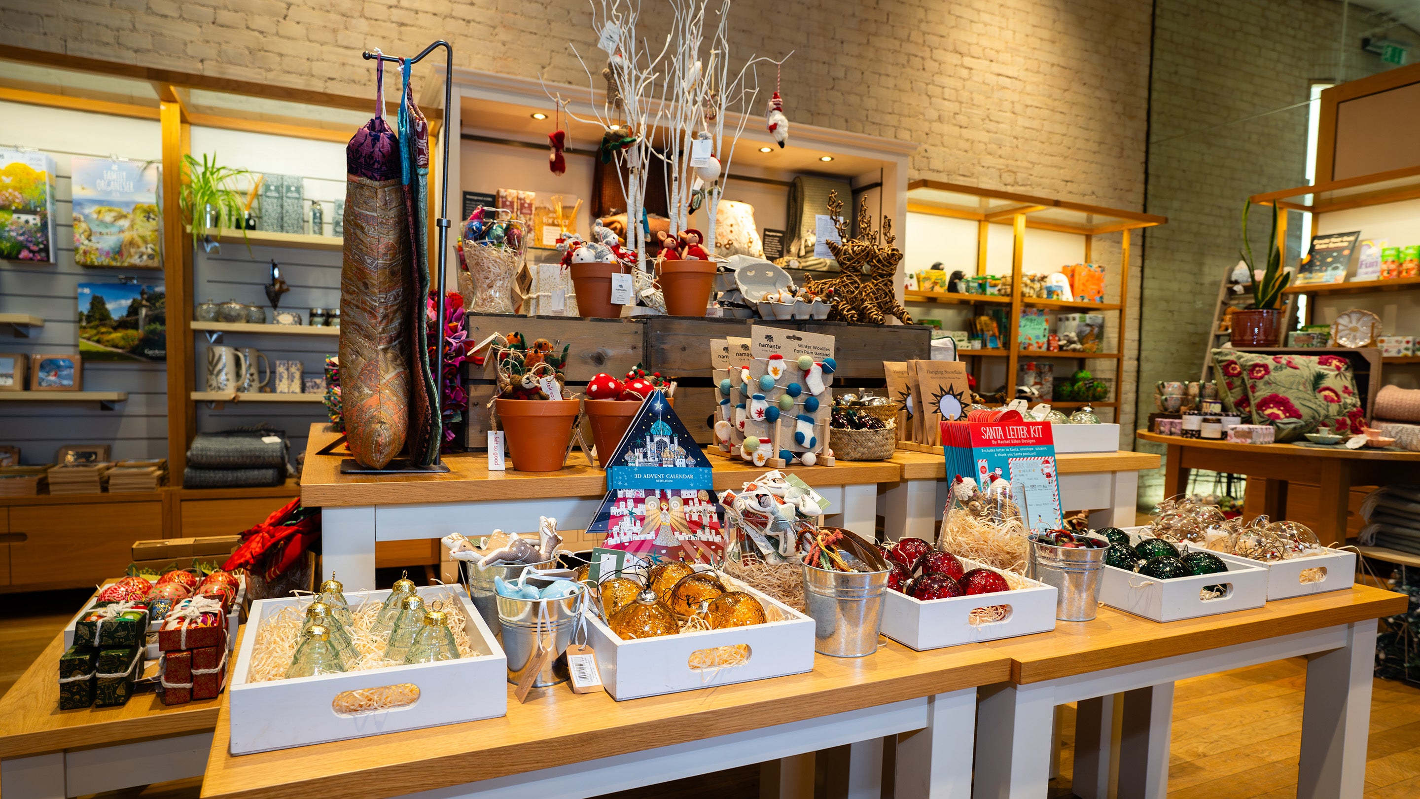 a retail scene full of christmas decorations