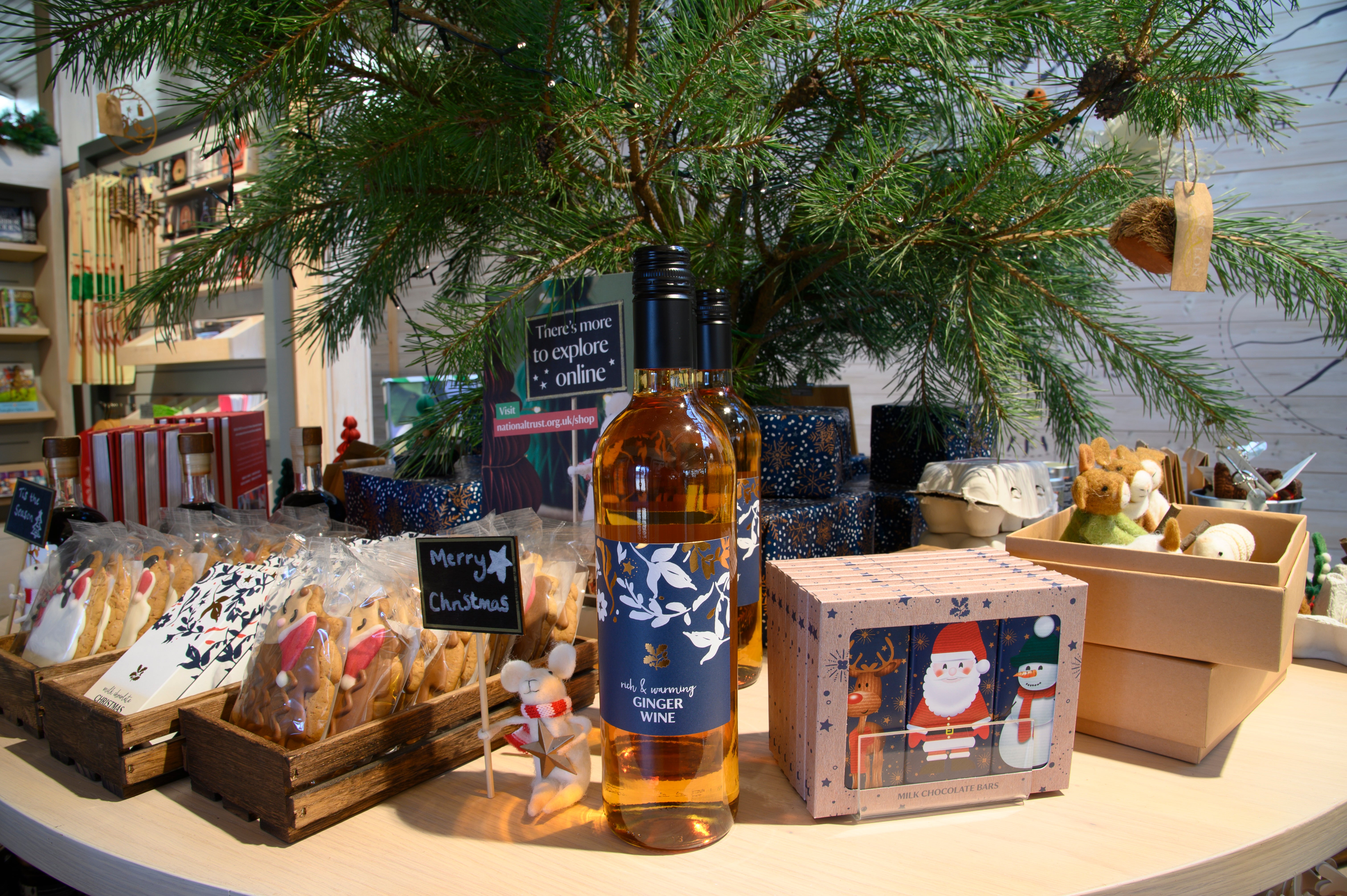 A Christmas gift display in the shop at Sutton Hoo