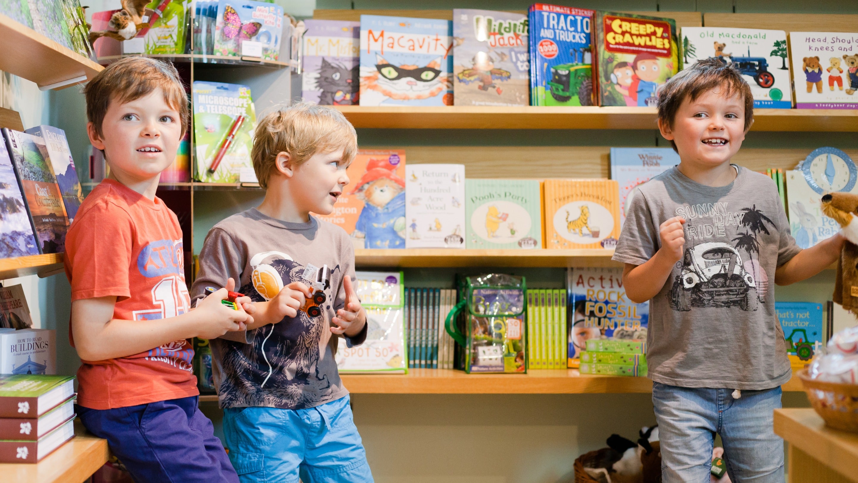 Children in the gift shop at Hatchlands Park, Surrey