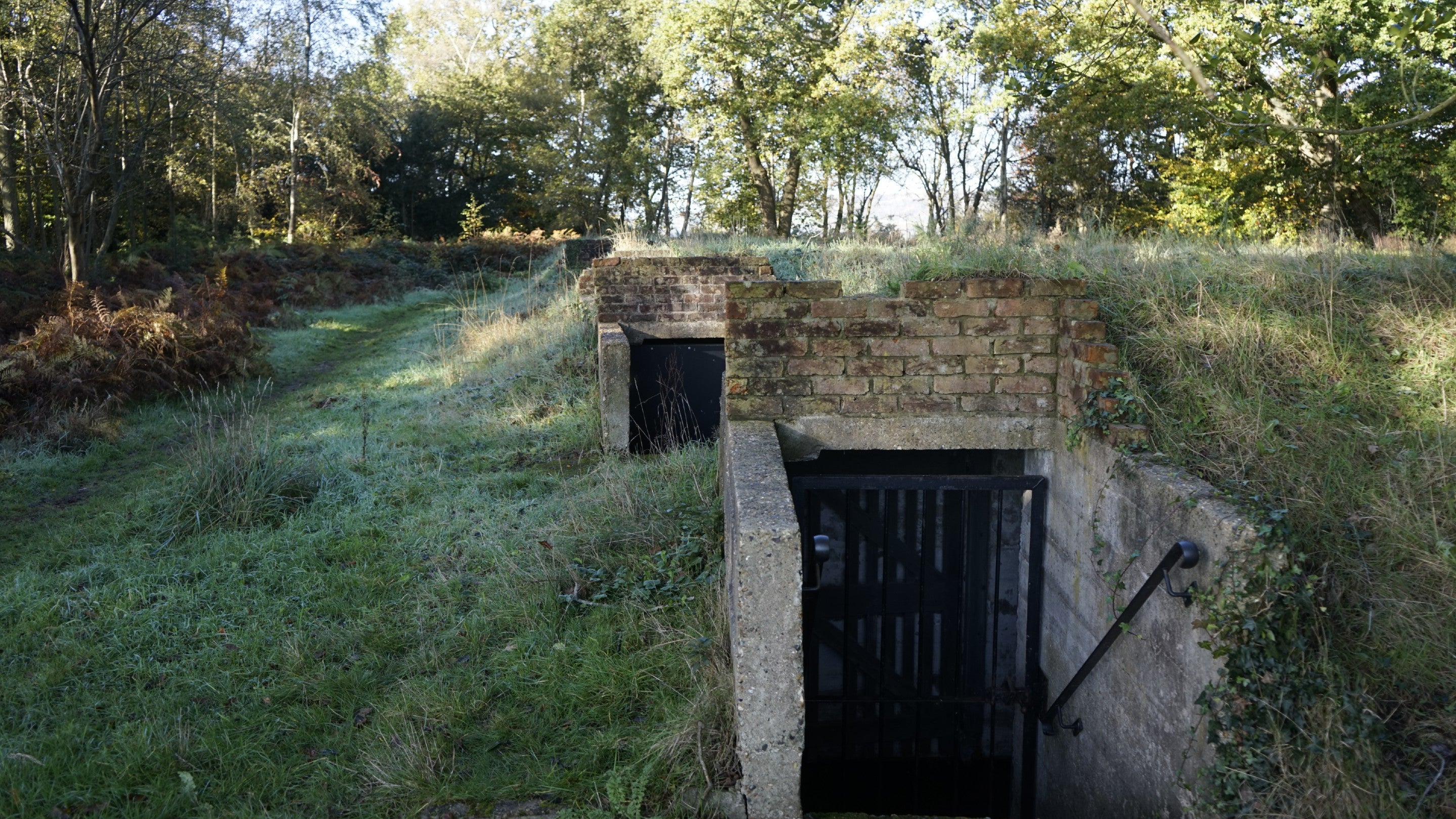 Entrance to underground air raid shelters in the common at Limpsfield