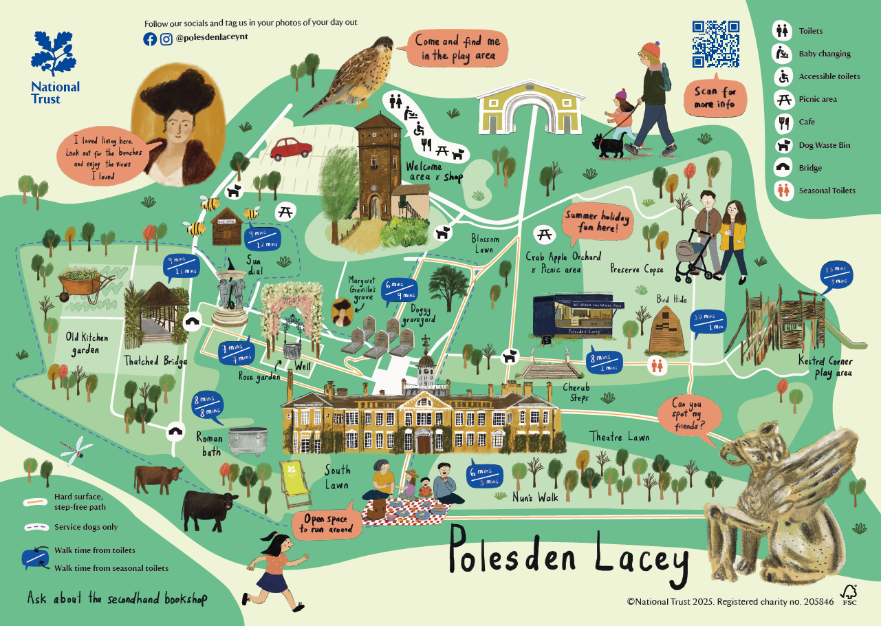 An Illustrated map of Polesden Lacey for families