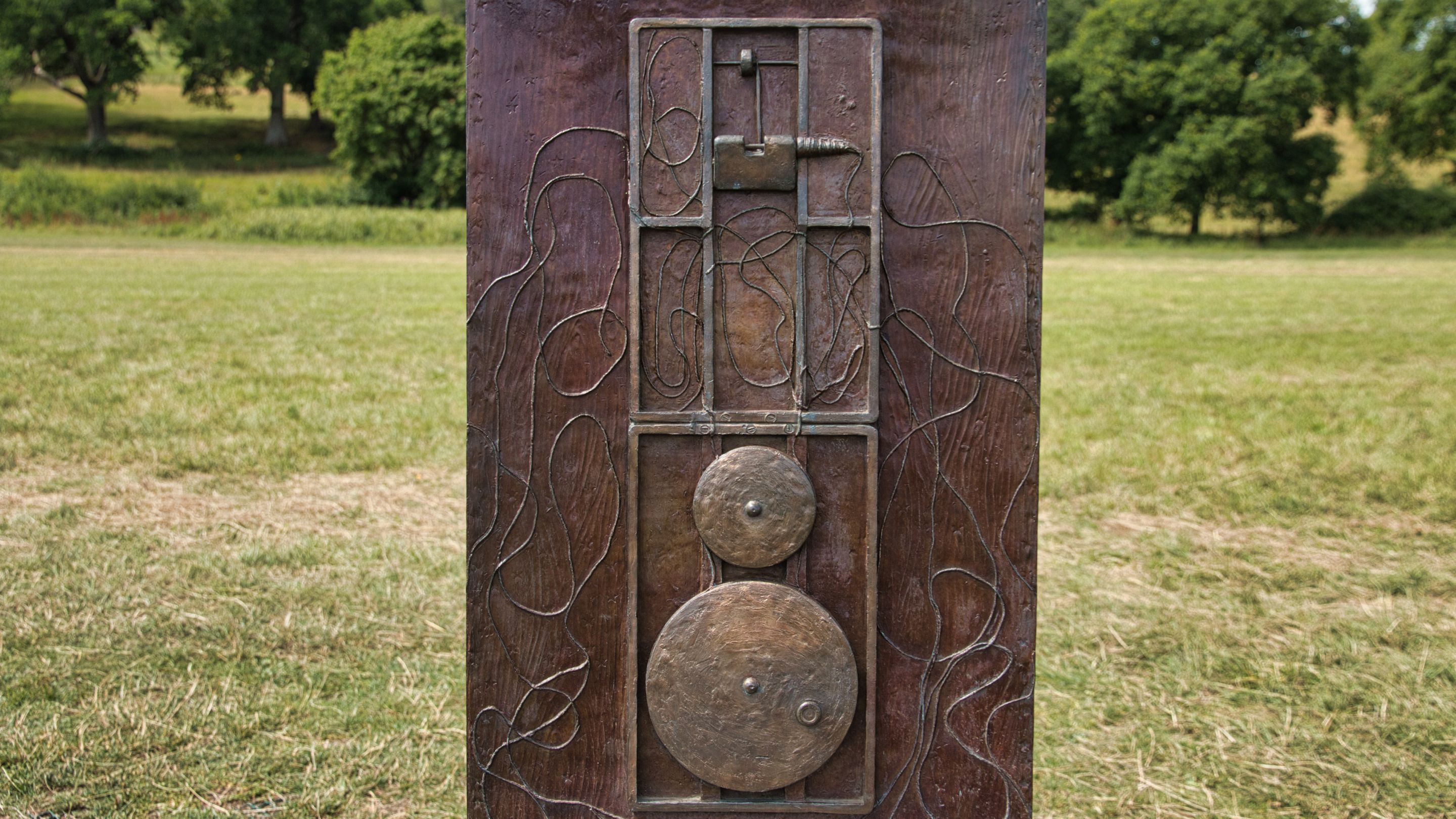 A portable charkha, or hand spinning wheel for cotton, designed by Mahatma Gandhi and used as a political symbol of resistance to British imported goods and British rule.
