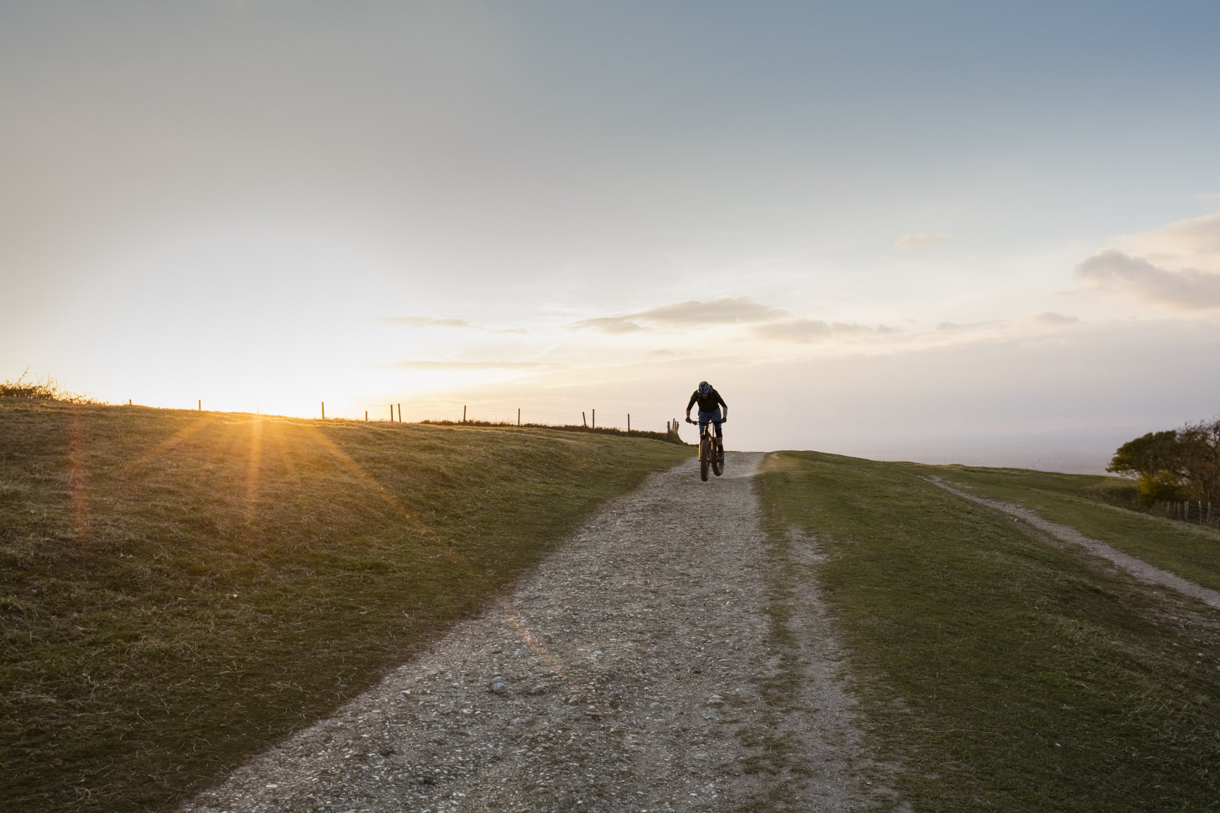 Cyclist at Ditchling Beacon, East Sussex