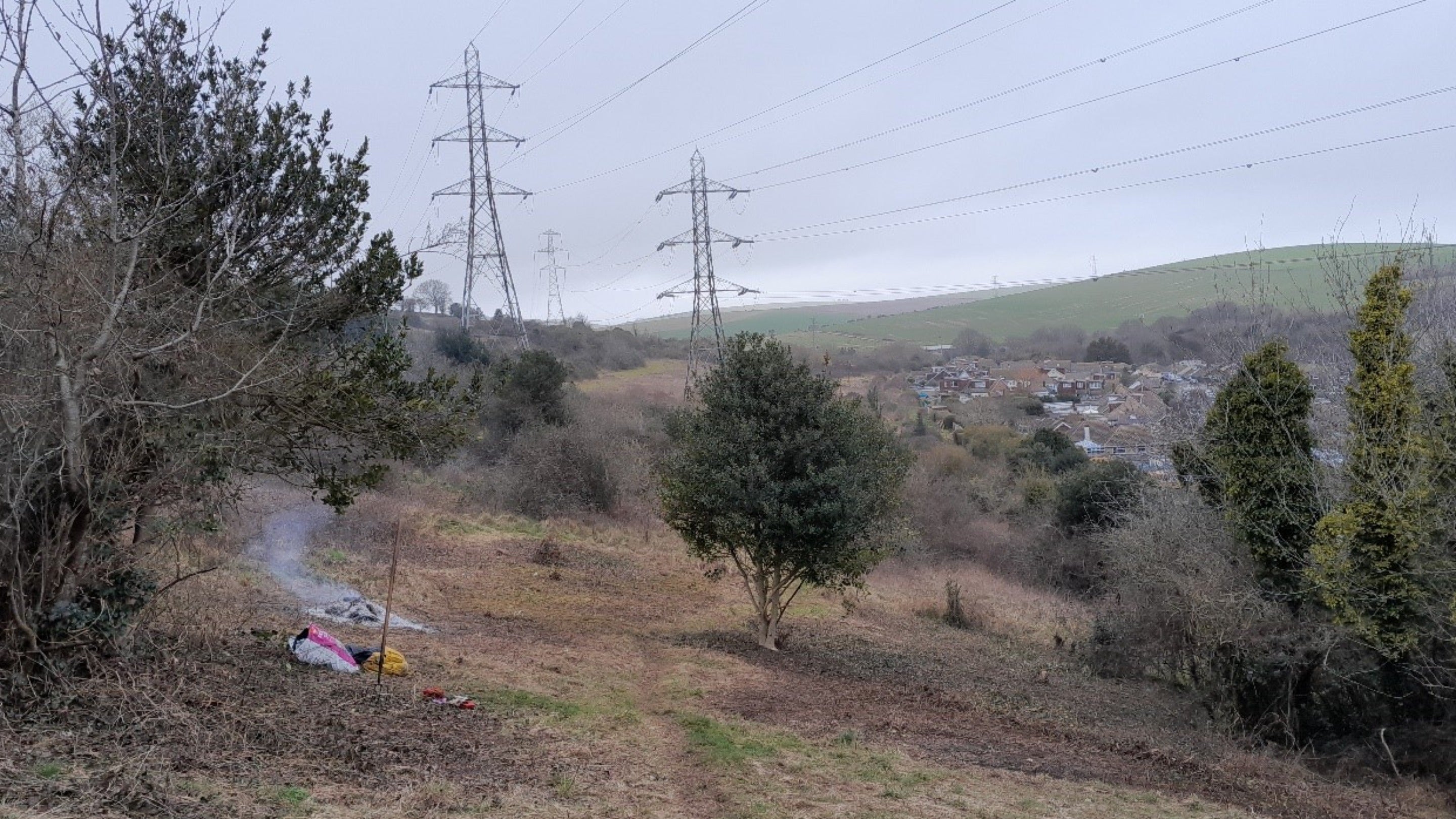An image showing a section of Southwick Hill, South Downs, Sussex following scrub clearance work
