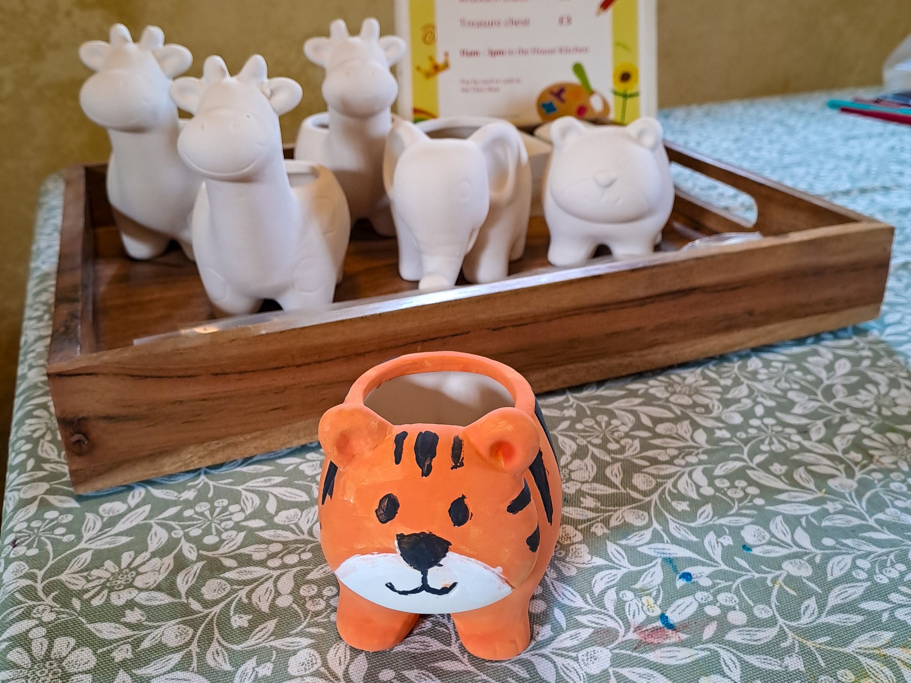 Tiger plant pot decorated at Bateman's